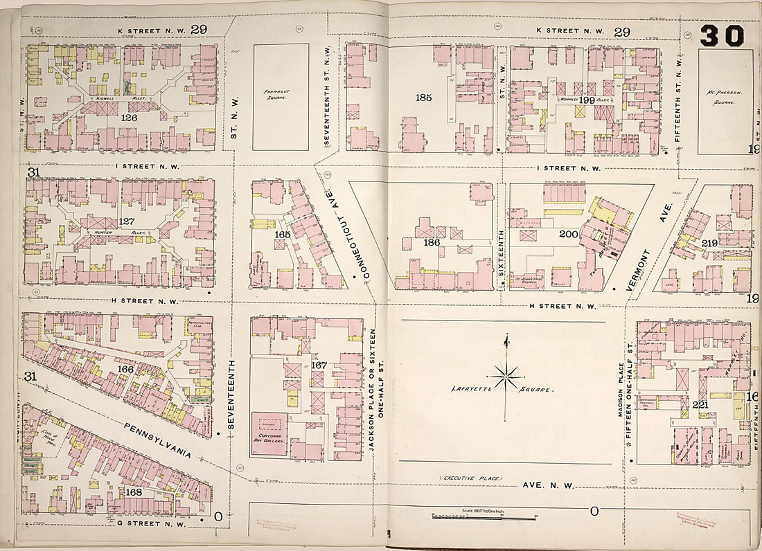 This old map of Washington D.C. was created by Sanborn Map Company in 1888