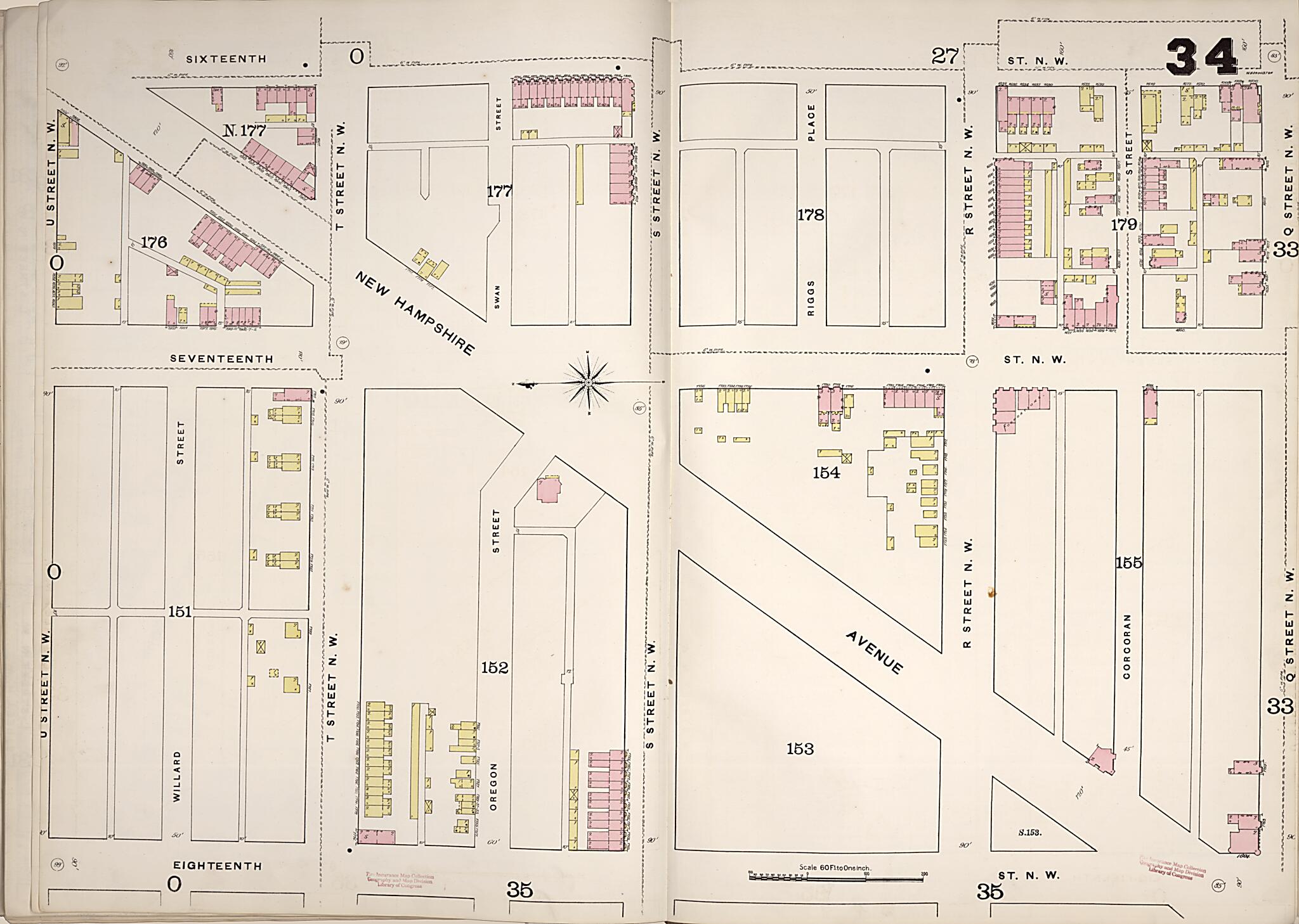 This old map of Washington D.C. was created by Sanborn Map Company in 1888