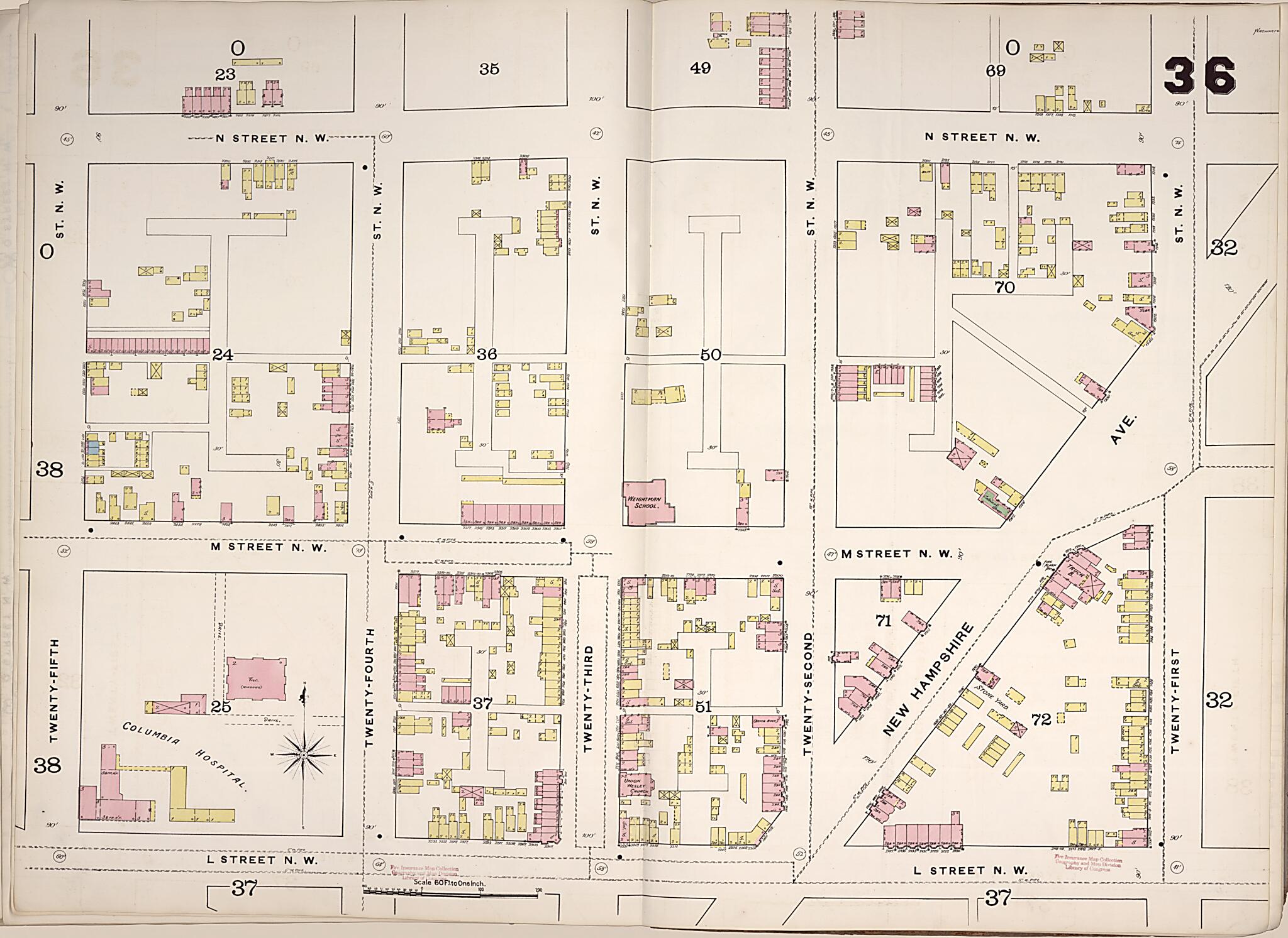 This old map of Washington D.C. was created by Sanborn Map Company in 1888