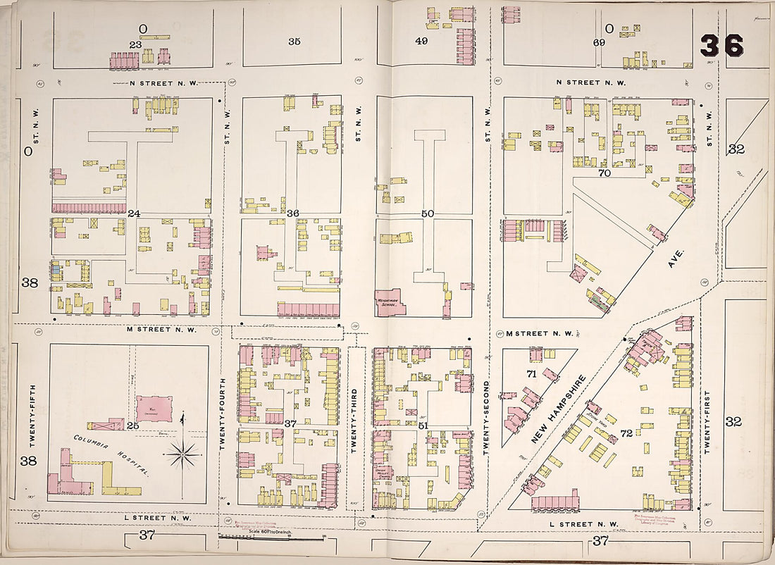 This old map of Washington D.C. was created by Sanborn Map Company in 1888