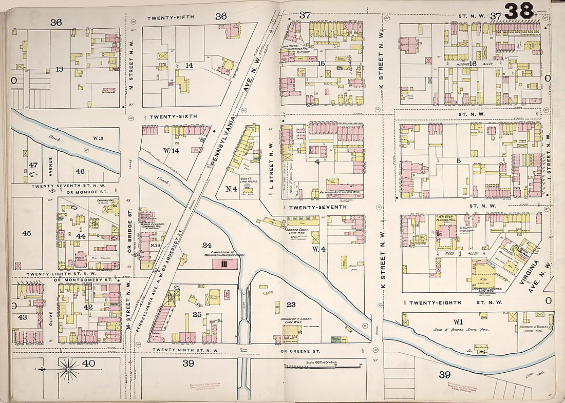 This old map of Washington D.C. was created by Sanborn Map Company in 1888
