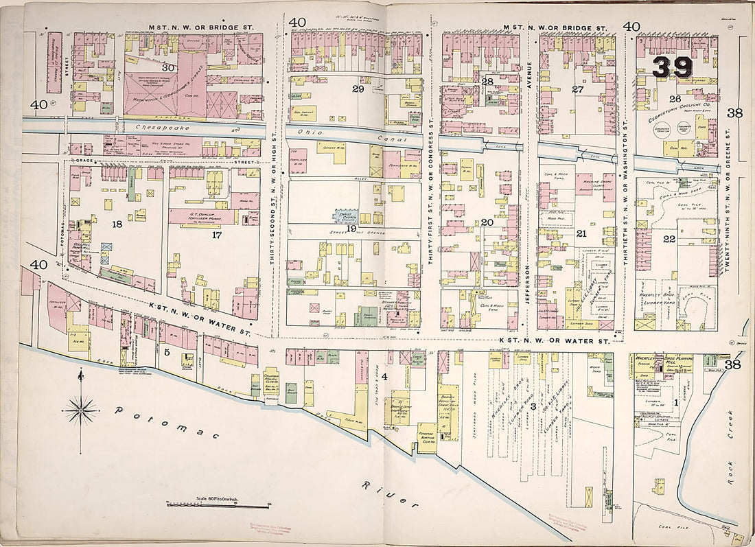 This old map of Washington D.C. was created by Sanborn Map Company in 1888