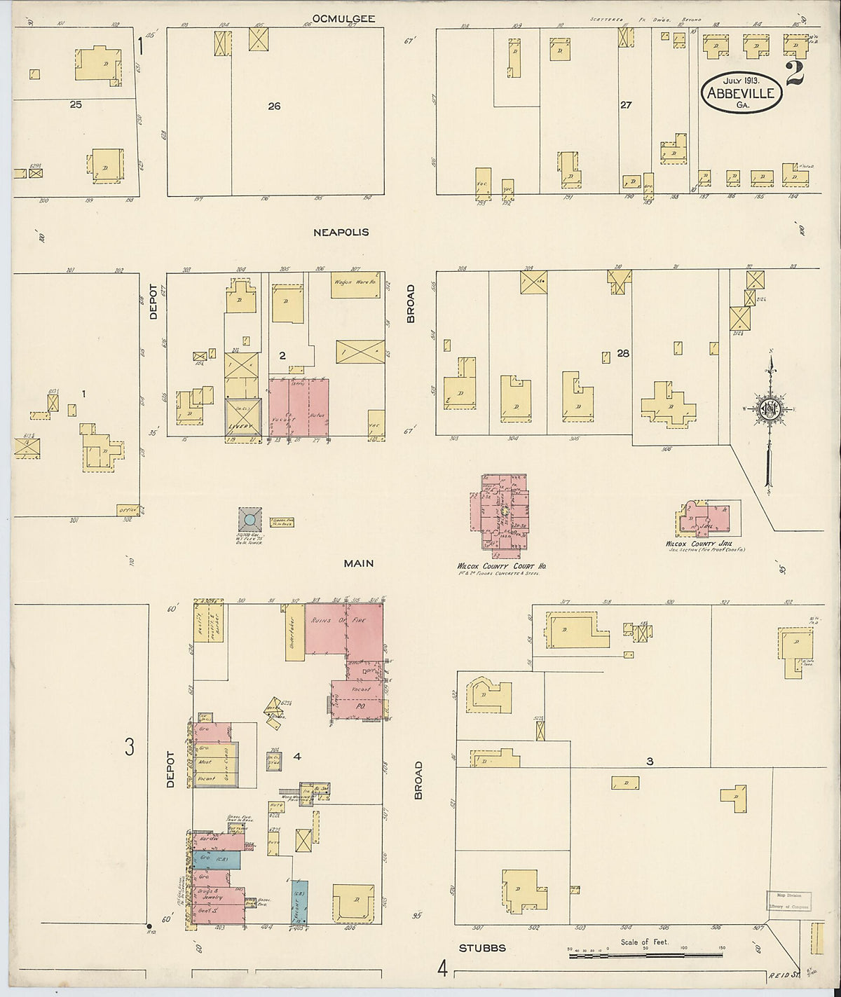 Abbeville, Wilcox County, Georgia 1913 (Sheet 2 of 4) by Relic Map Company