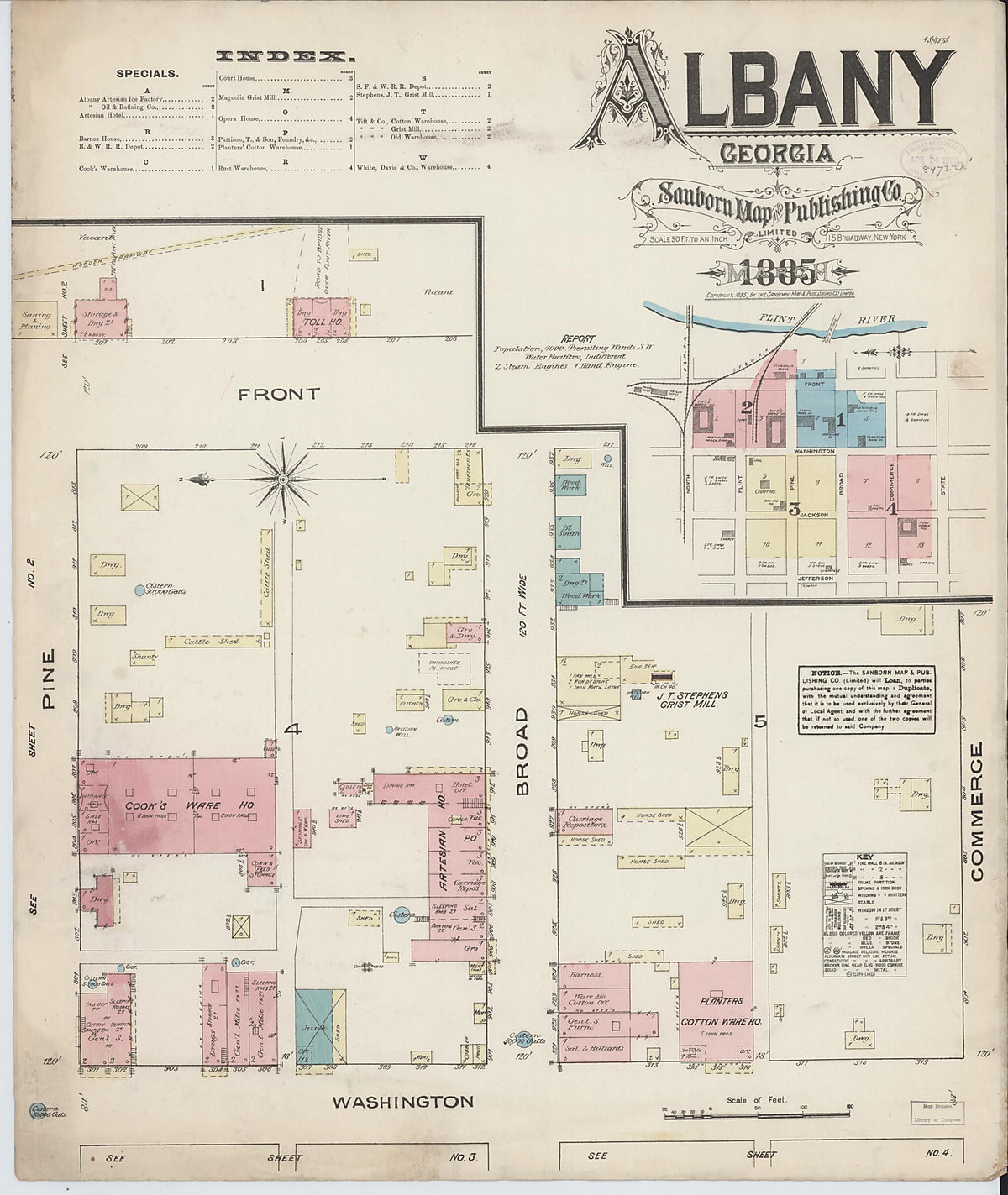 Albany, Dougherty County, Georgia 1885 (Sheet 1 of 4) by Relic Map Company