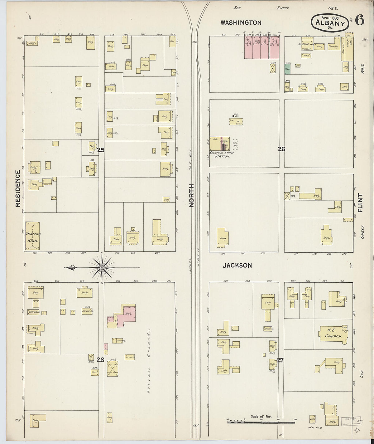 Albany, Dougherty County, Georgia 1890 (Sheet 6 of 7) by Relic Map Company