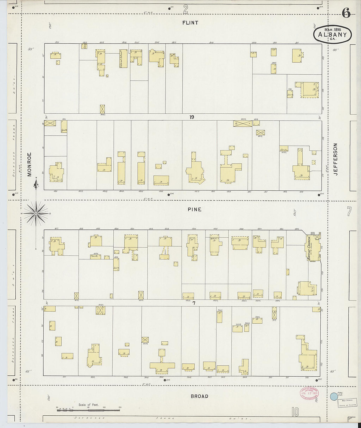 Albany, Dougherty County, Georgia 1895 (Sheet 6 of 13) by Relic Map Company