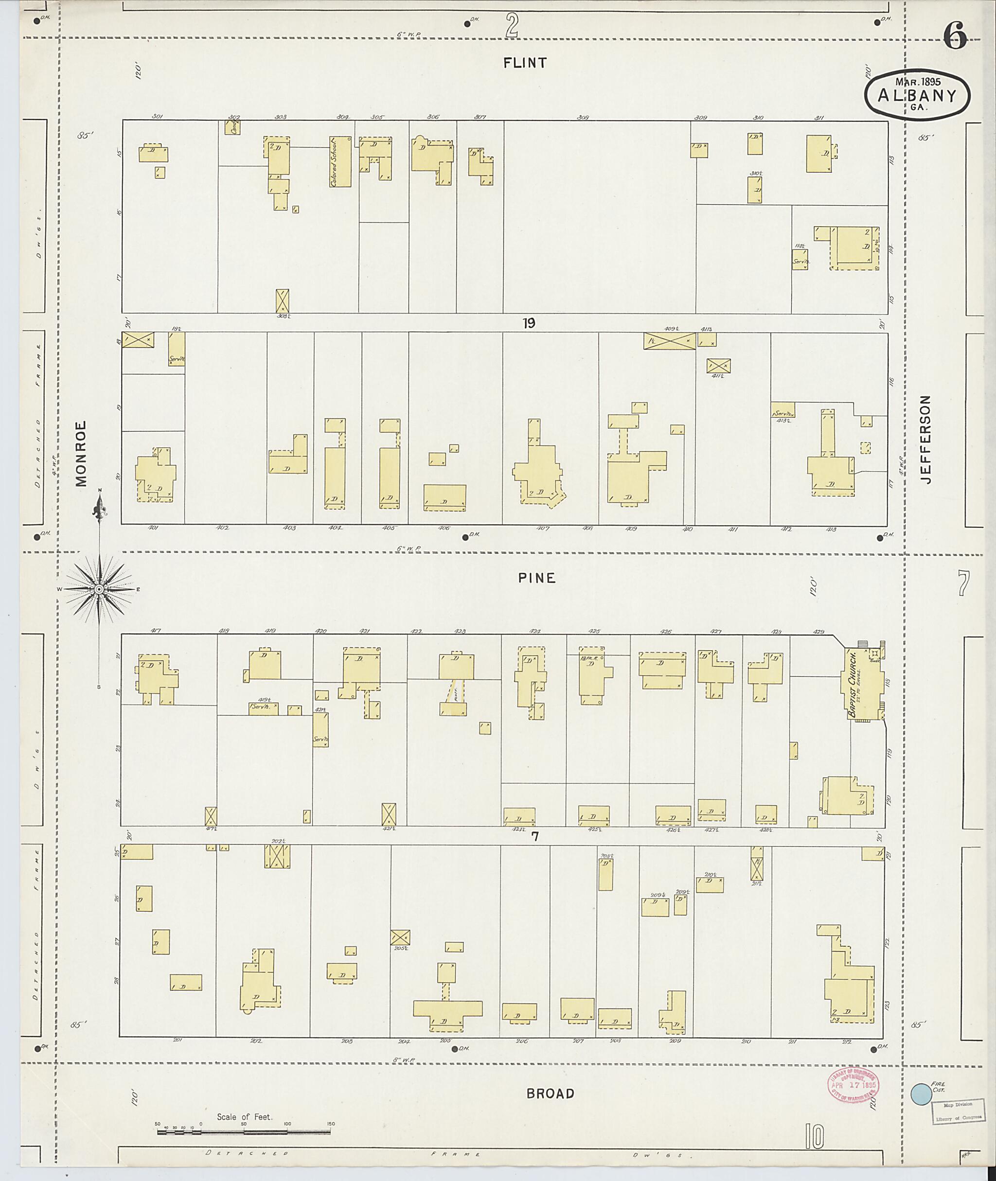 This old map of Albany, Dougherty County, Georgia was created by Sanborn Map Company in 1895