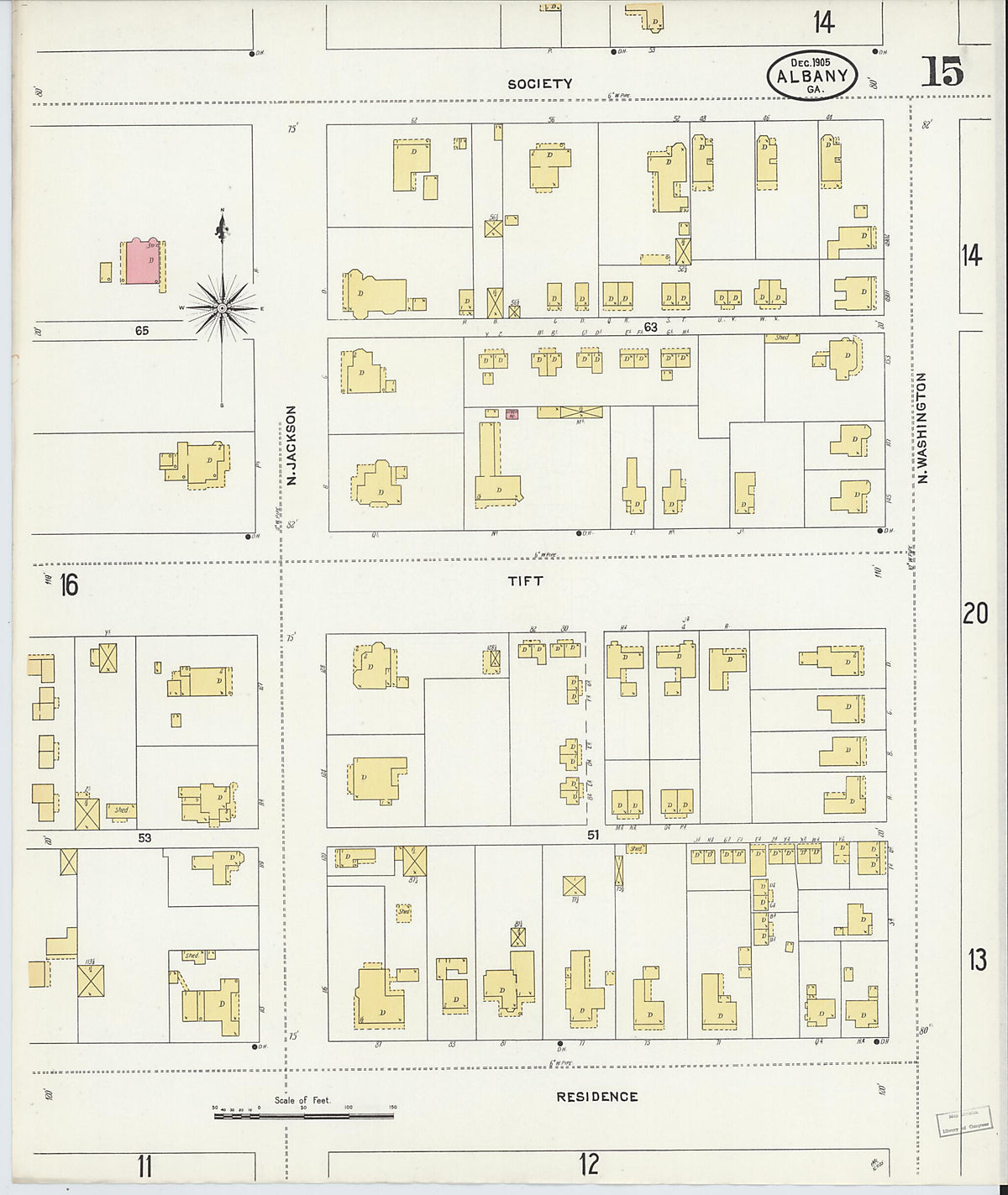 Albany, Dougherty County, Georgia 1905 (Sheet 15 of 21) by Relic Map Company