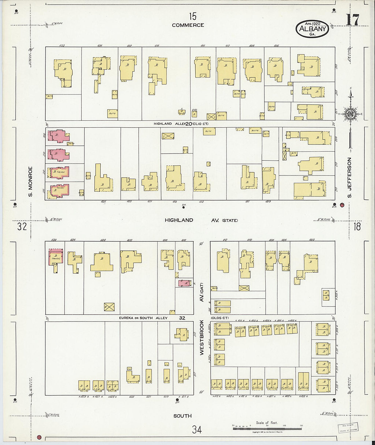 Albany, Dougherty County, Georgia 1920 (Sheet 17) by Relic Map Company