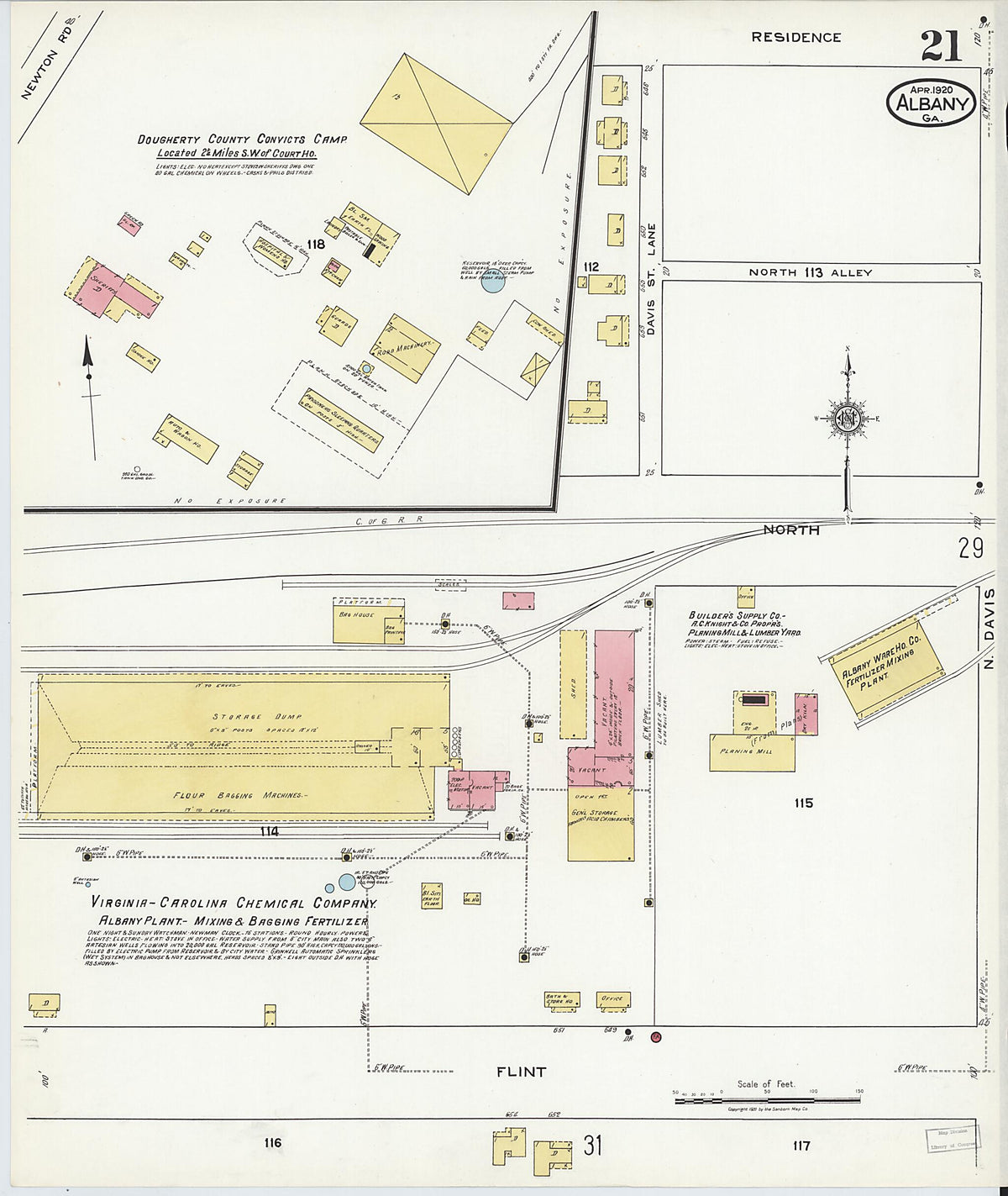 Albany, Dougherty County, Georgia 1920 (Sheet 21) by Relic Map Company