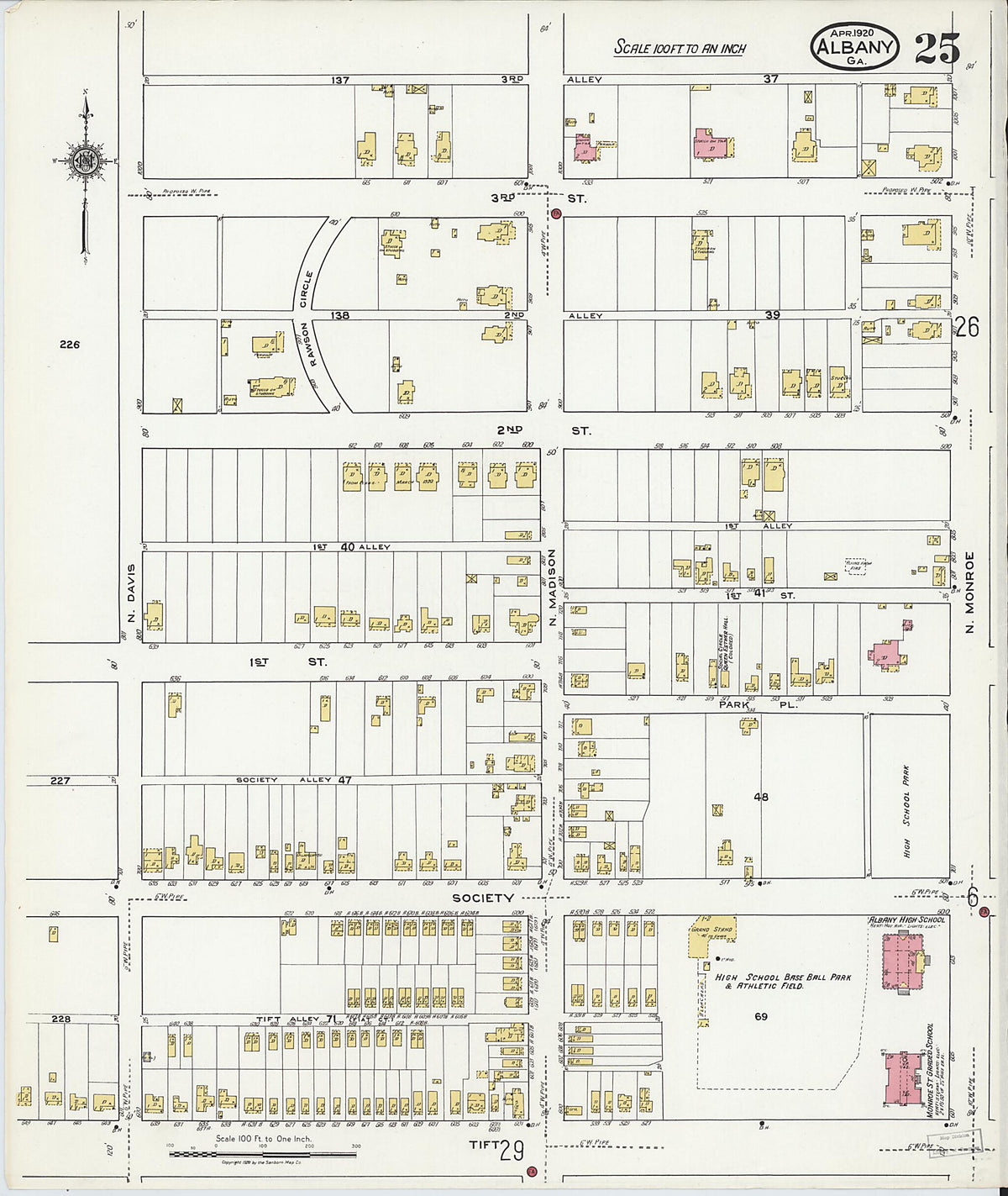 Albany, Dougherty County, Georgia 1920 (Sheet 25) by Relic Map Company
