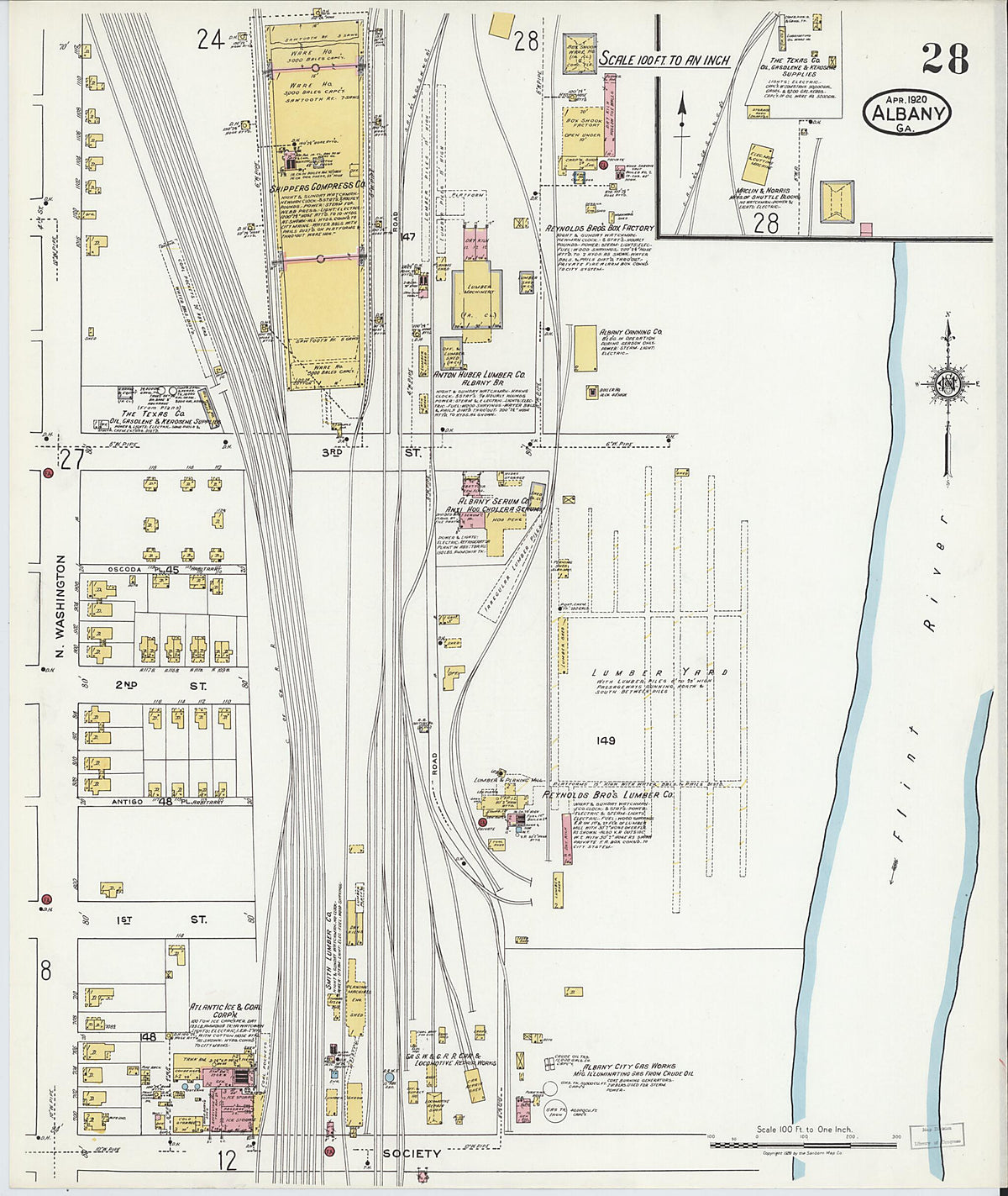 Albany, Dougherty County, Georgia 1920 (Sheet 28) by Relic Map Company