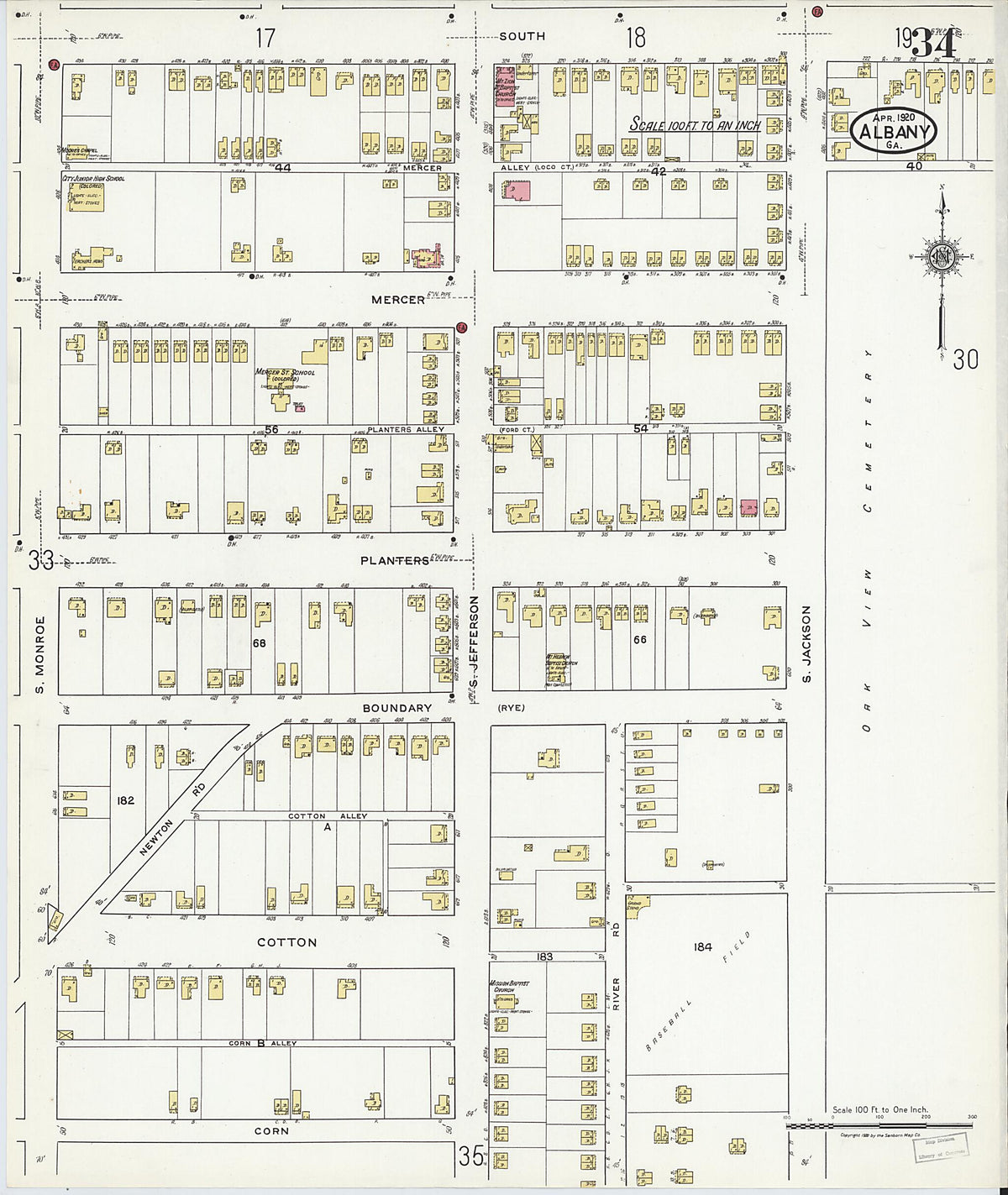 Albany, Dougherty County, Georgia 1920 (Sheet 34) by Relic Map Company
