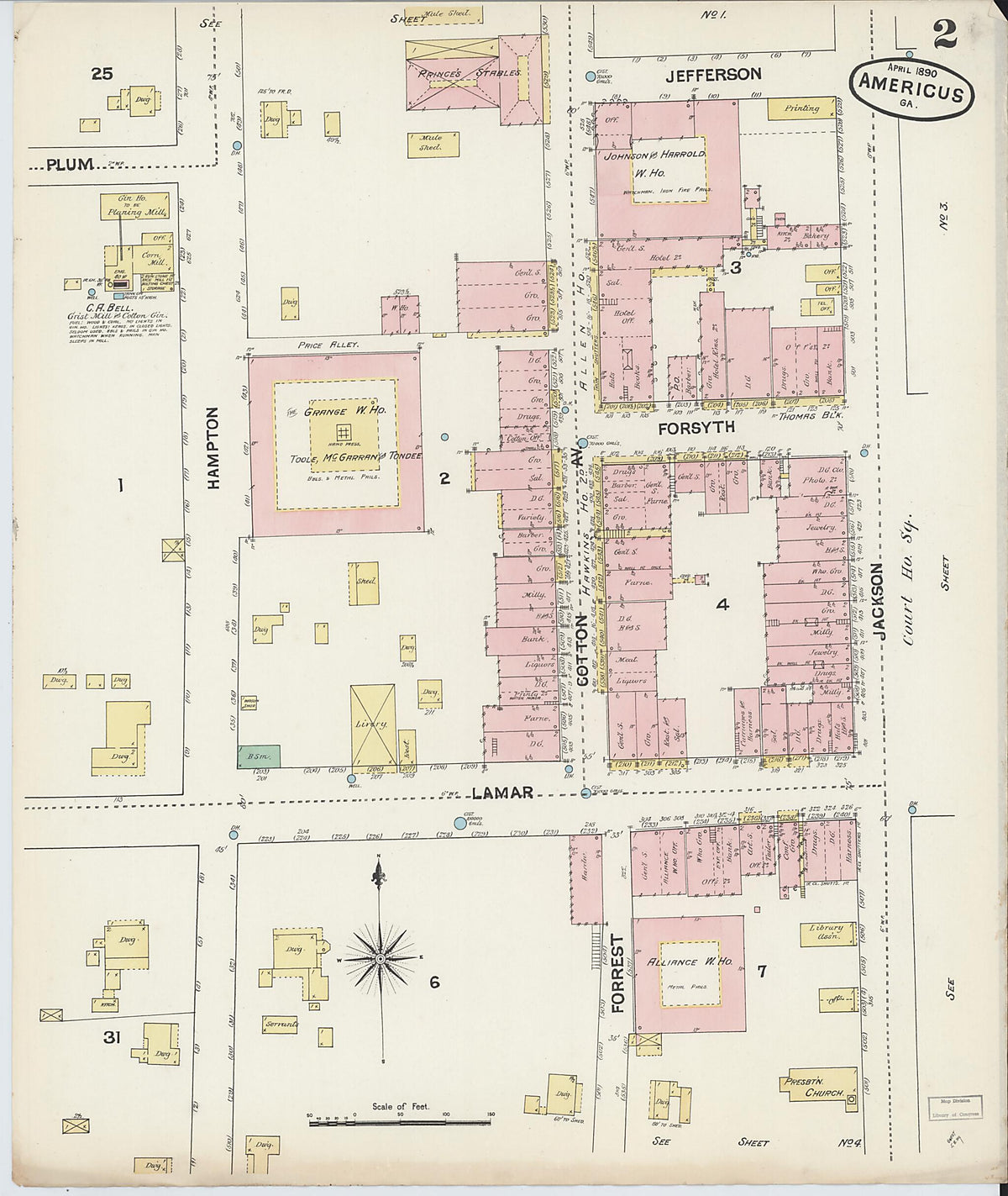 Americus, Sumter County, Georgia 1890 (Sheet 2 of 4) by Relic Map Company