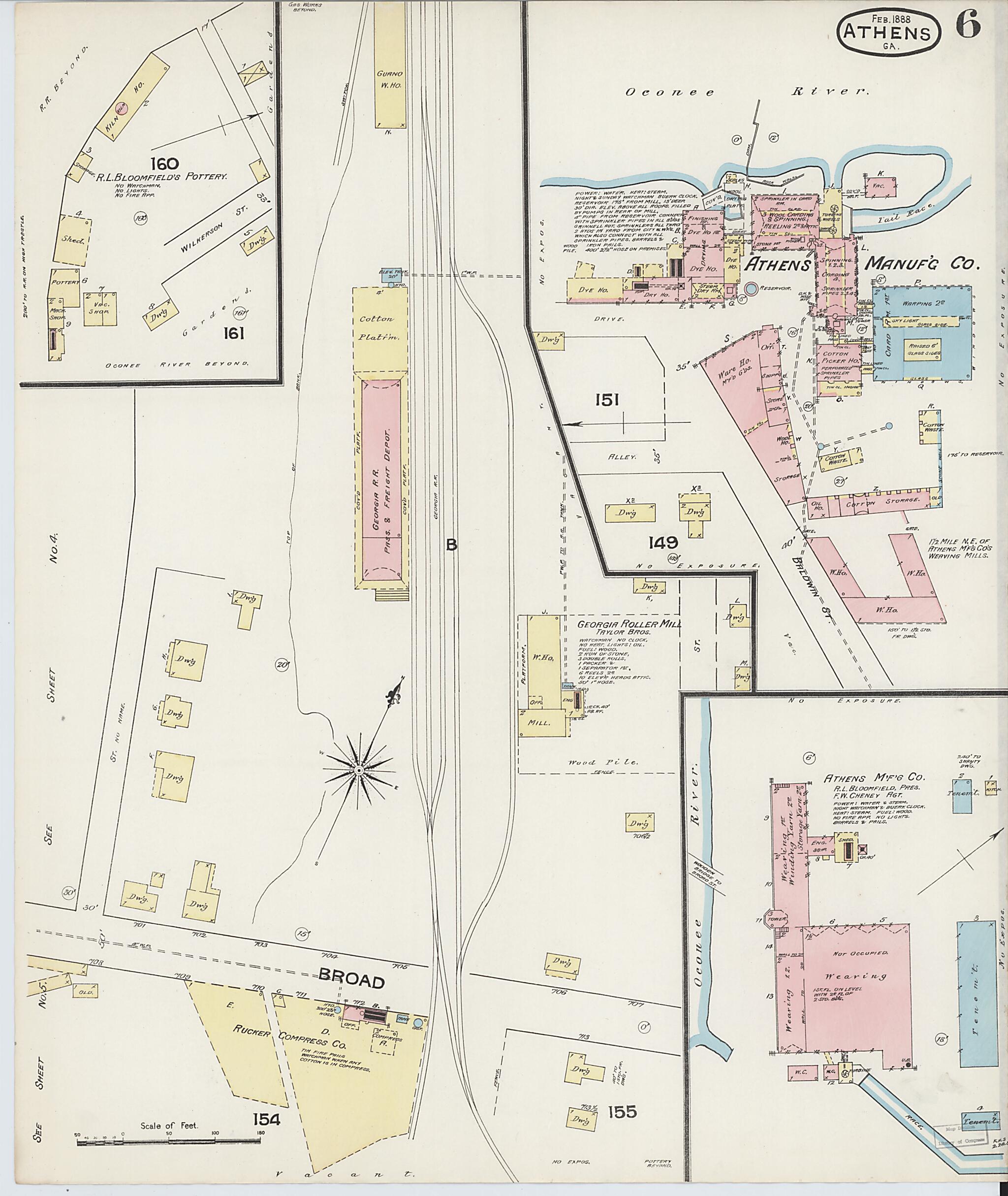 Athens, Clarke County, Georgia 1888 (Sheet 6 of 7) by Relic Map Company