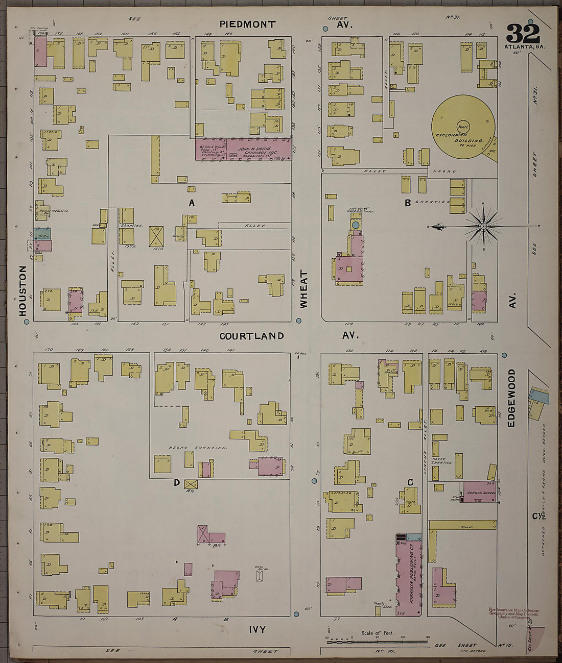 This old map of Atlanta, Fulton County, Georgia was created by Sanborn Map Company in 1892