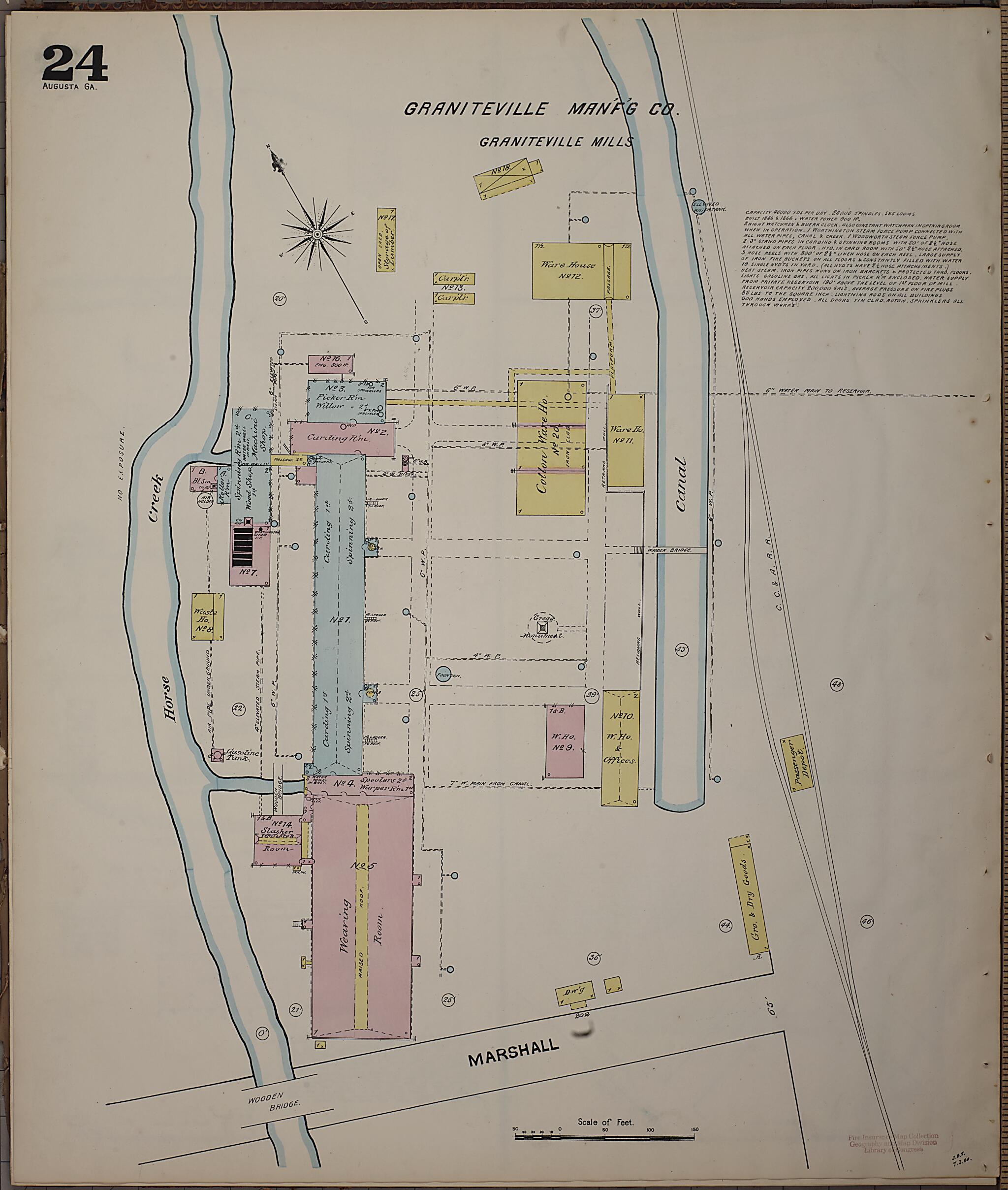 This old map of Augusta, Richmond County, Georgia was created by Sanborn Map Company in 1890