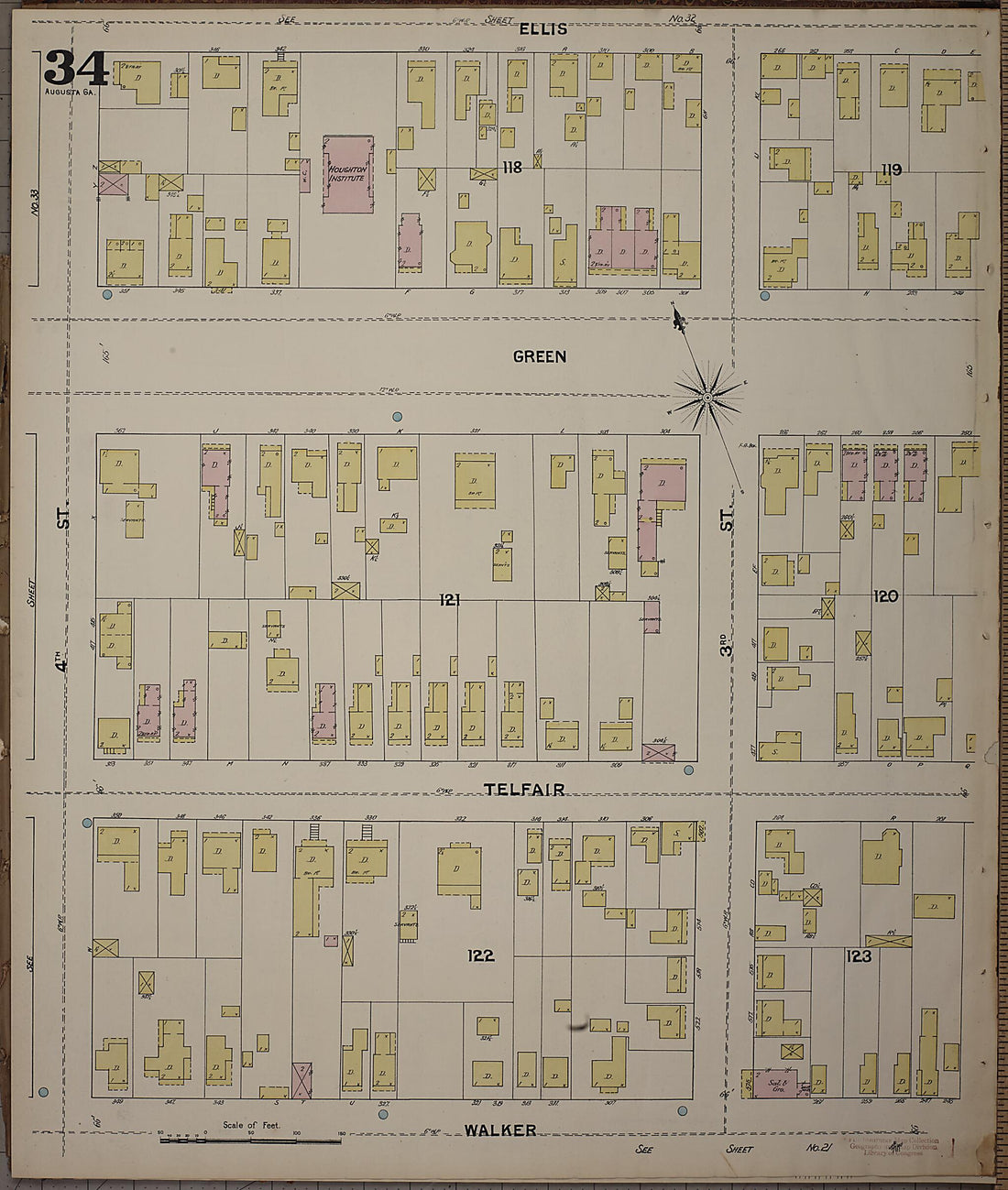 This old map of Augusta, Richmond County, Georgia was created by Sanborn Map Company in 1890