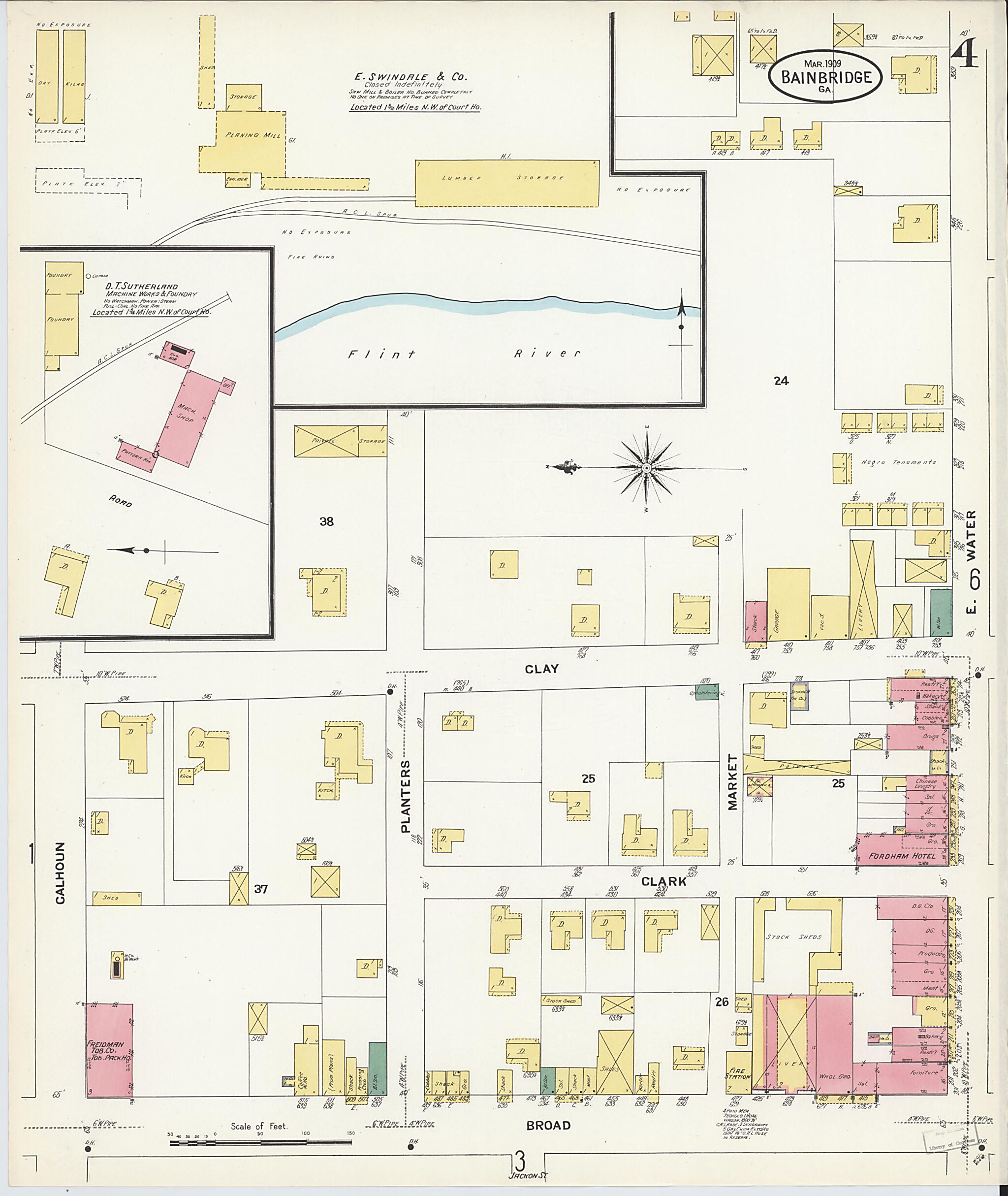This old map of Bainbridge, Decatur County, Georgia was created by Sanborn Map Company in 1909