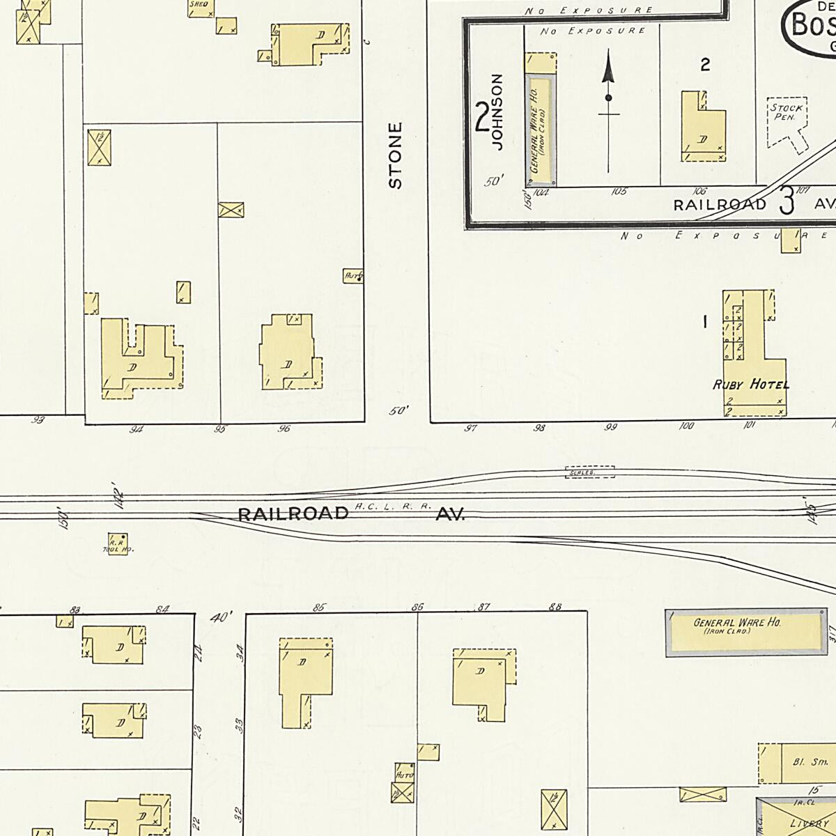This old map of Boston, Thomas County, Georgia was created by Sanborn Map Company in 1916