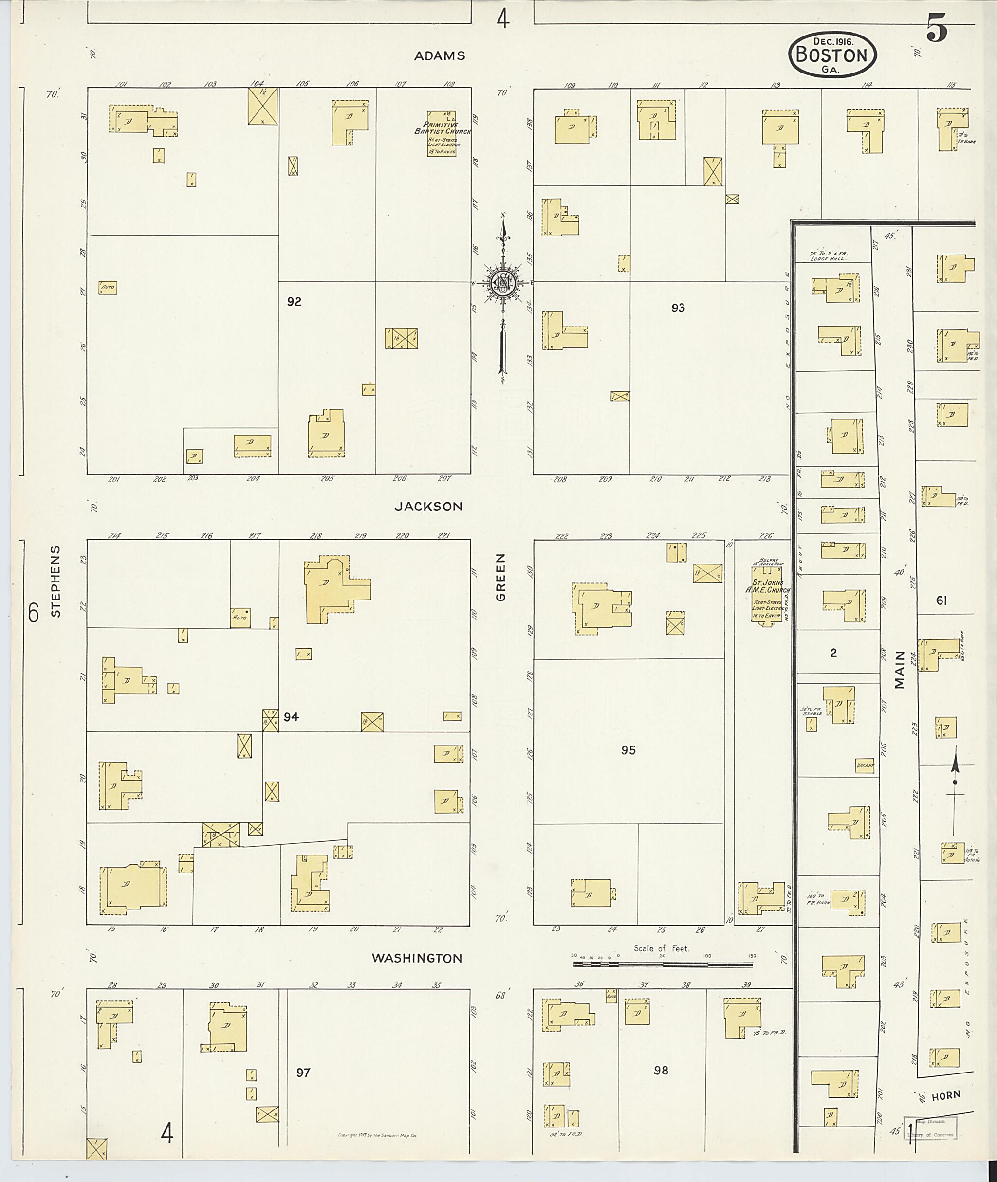This old map of Boston, Thomas County, Georgia was created by Sanborn Map Company in 1916