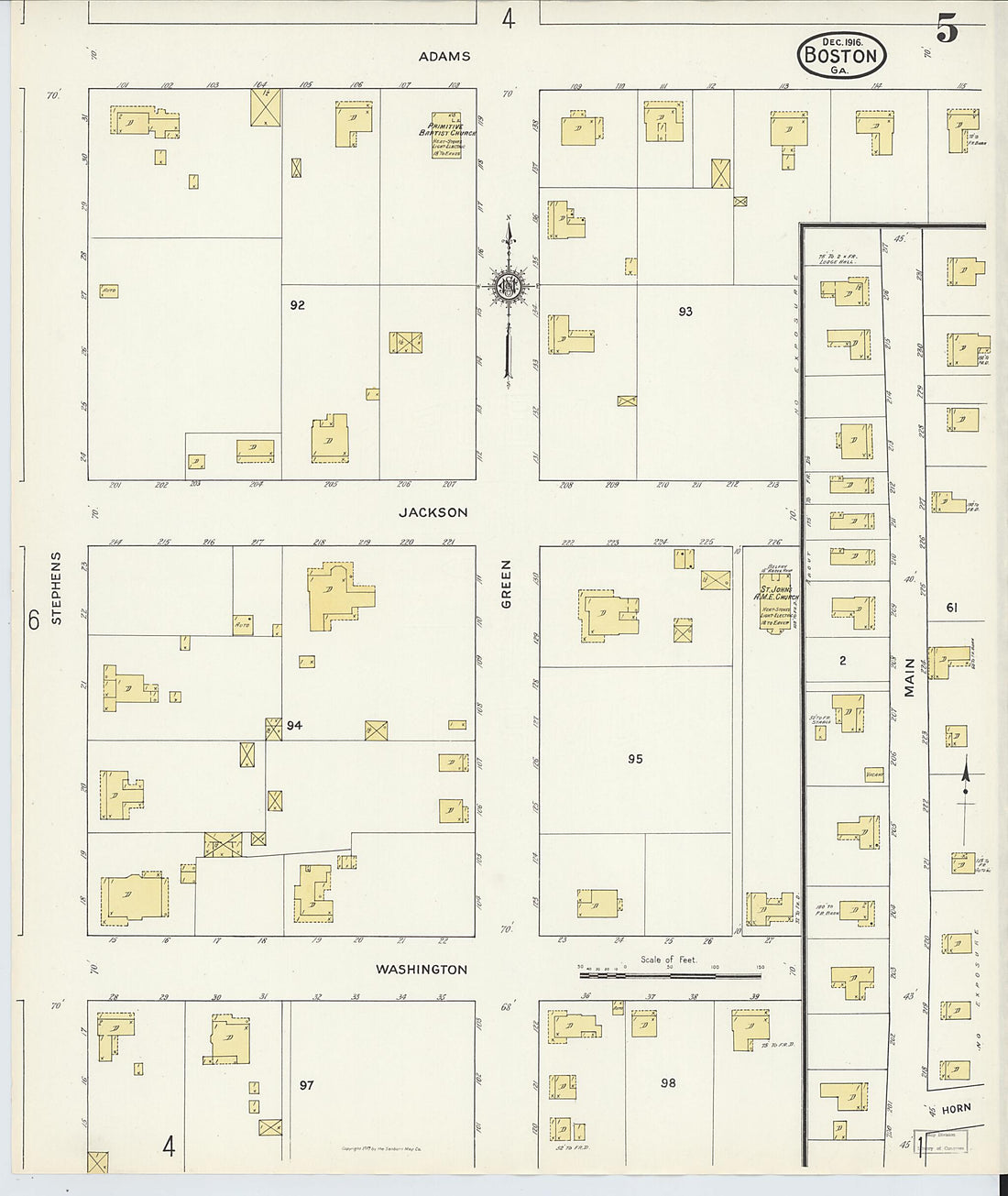 This old map of Boston, Thomas County, Georgia was created by Sanborn Map Company in 1916
