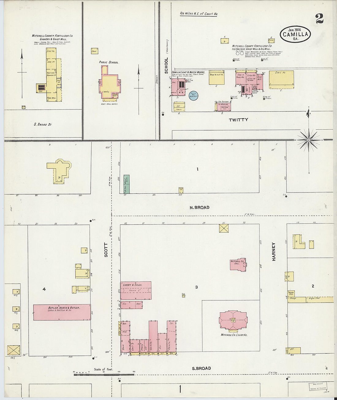This old map of Camilla, Mitchell County, Georgia was created by Sanborn Map Company in 1906
