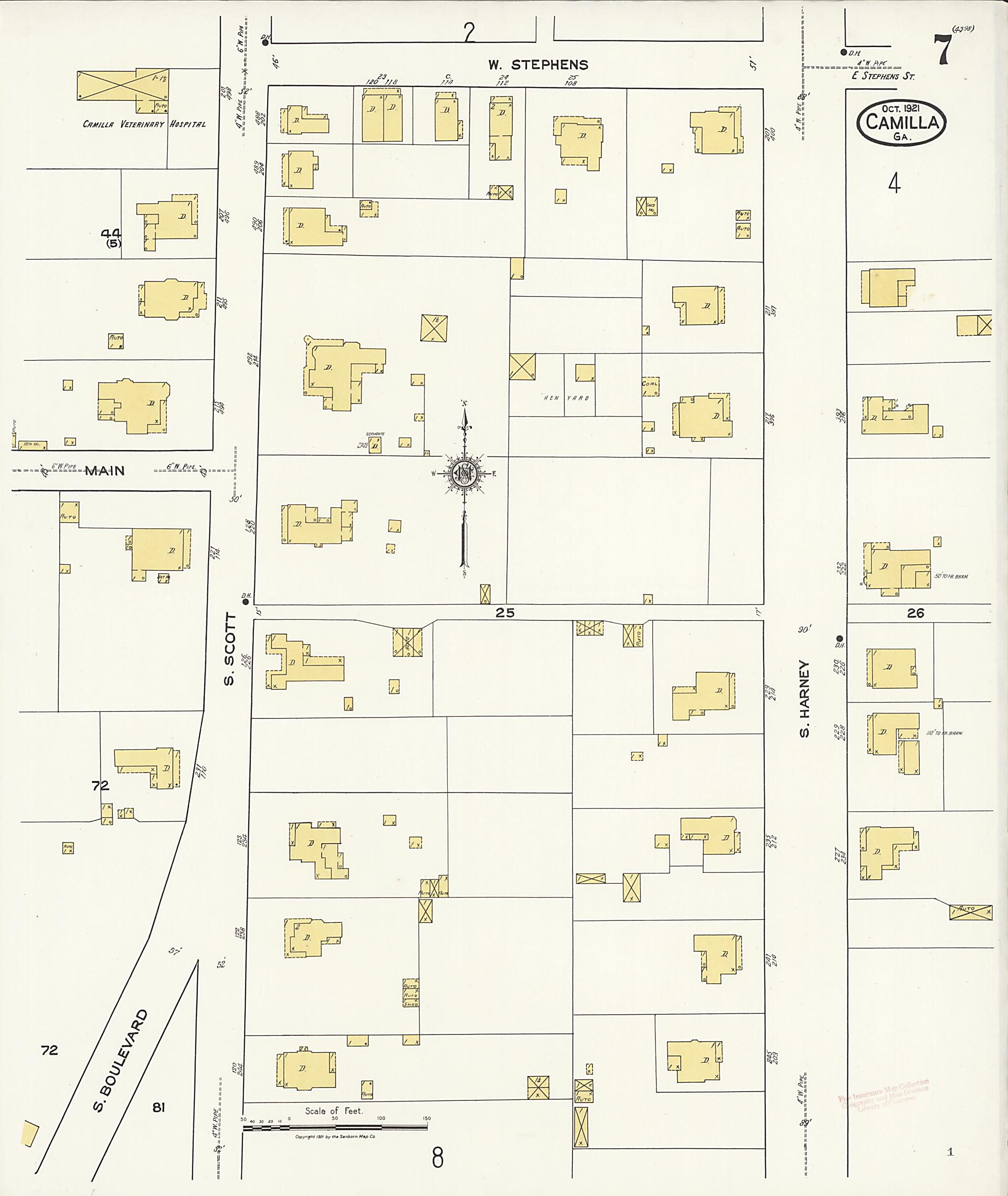 This old map of Camilla, Mitchell County, Georgia was created by Sanborn Map Company in 1921