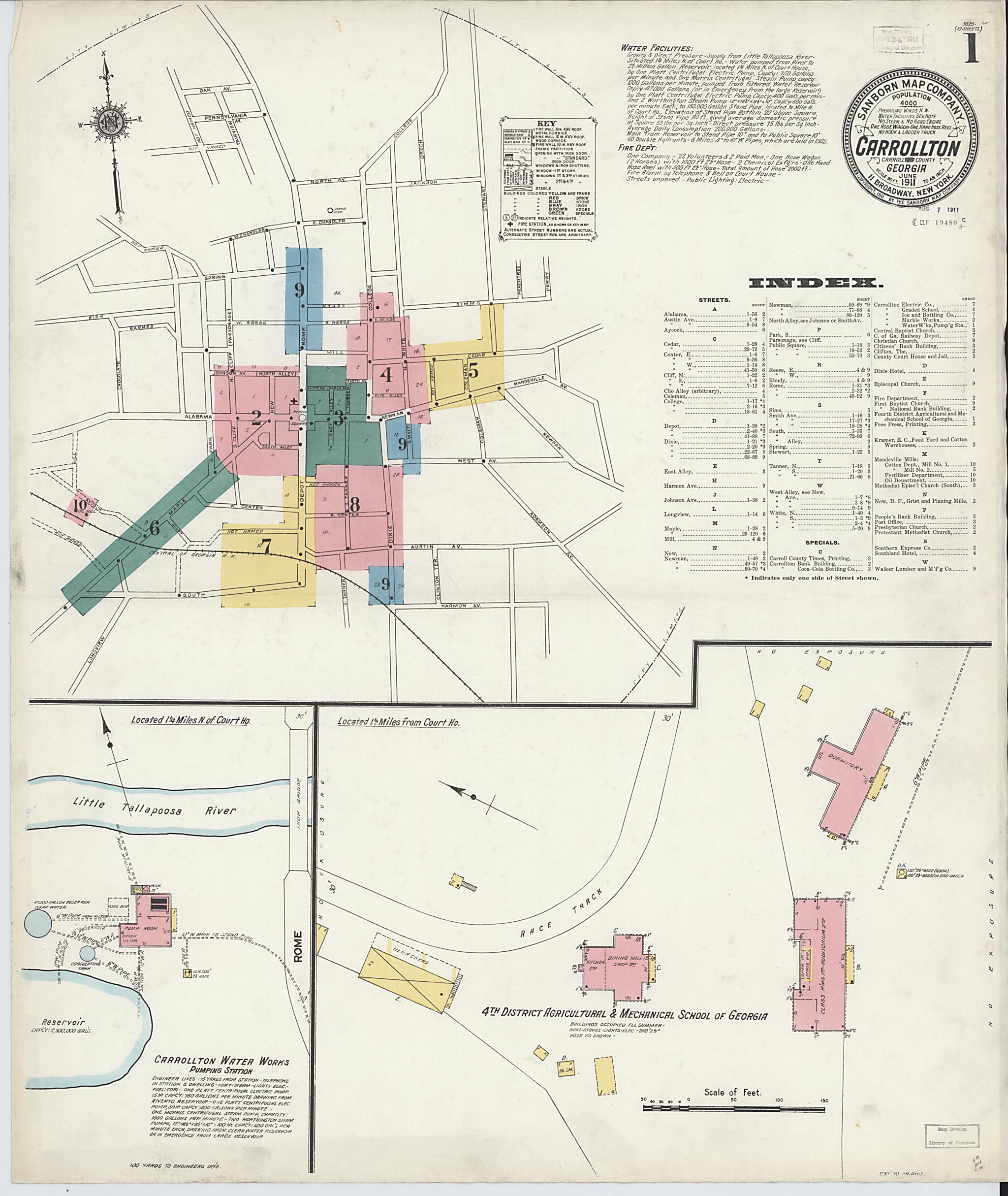 Carrollton, Carroll County, Georgia 1911 (Sheet 1 of 10) by Relic Map Company