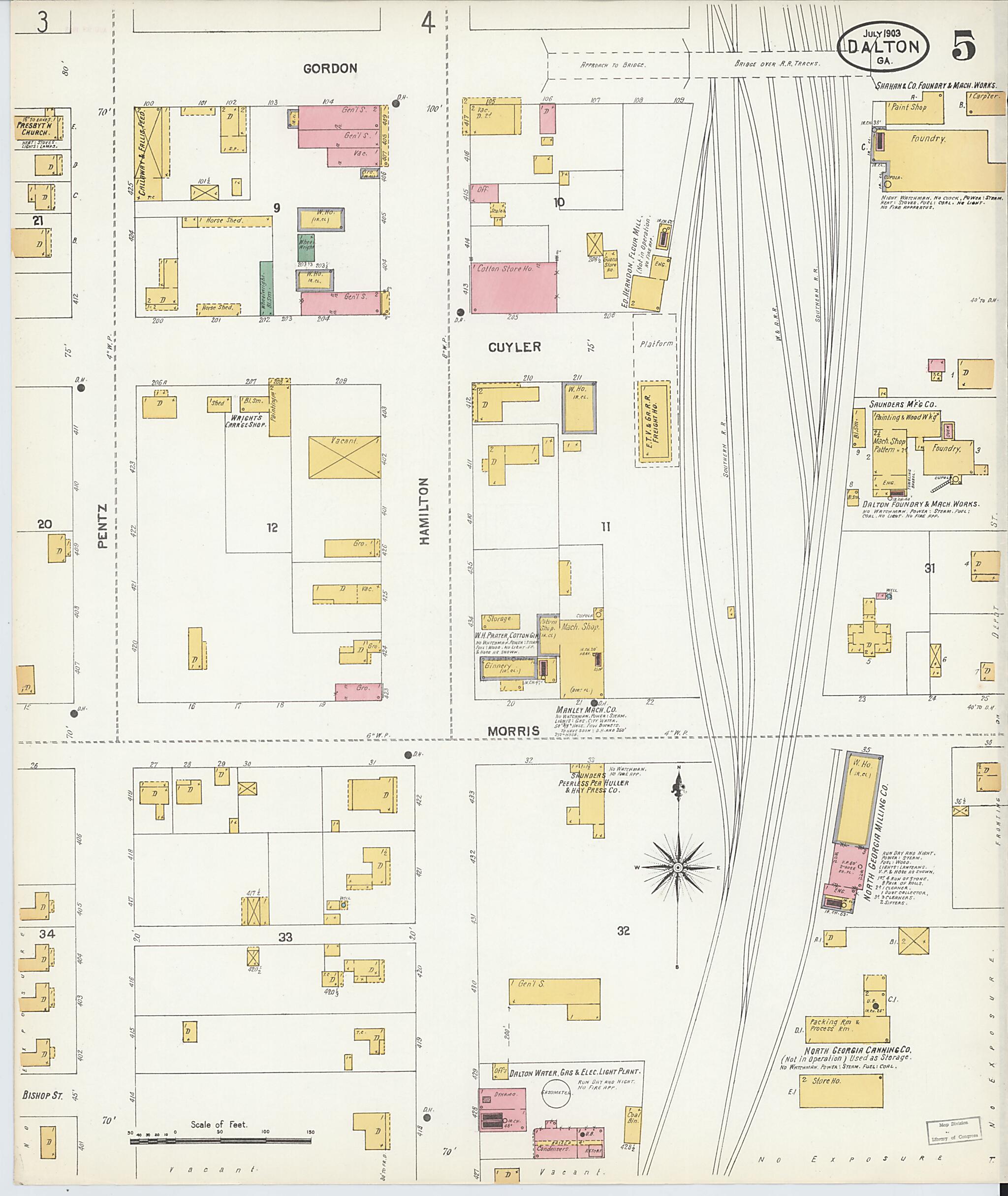 This old map of Dalton, Whitfield County, Georgia was created by Sanborn Map Company in 1903