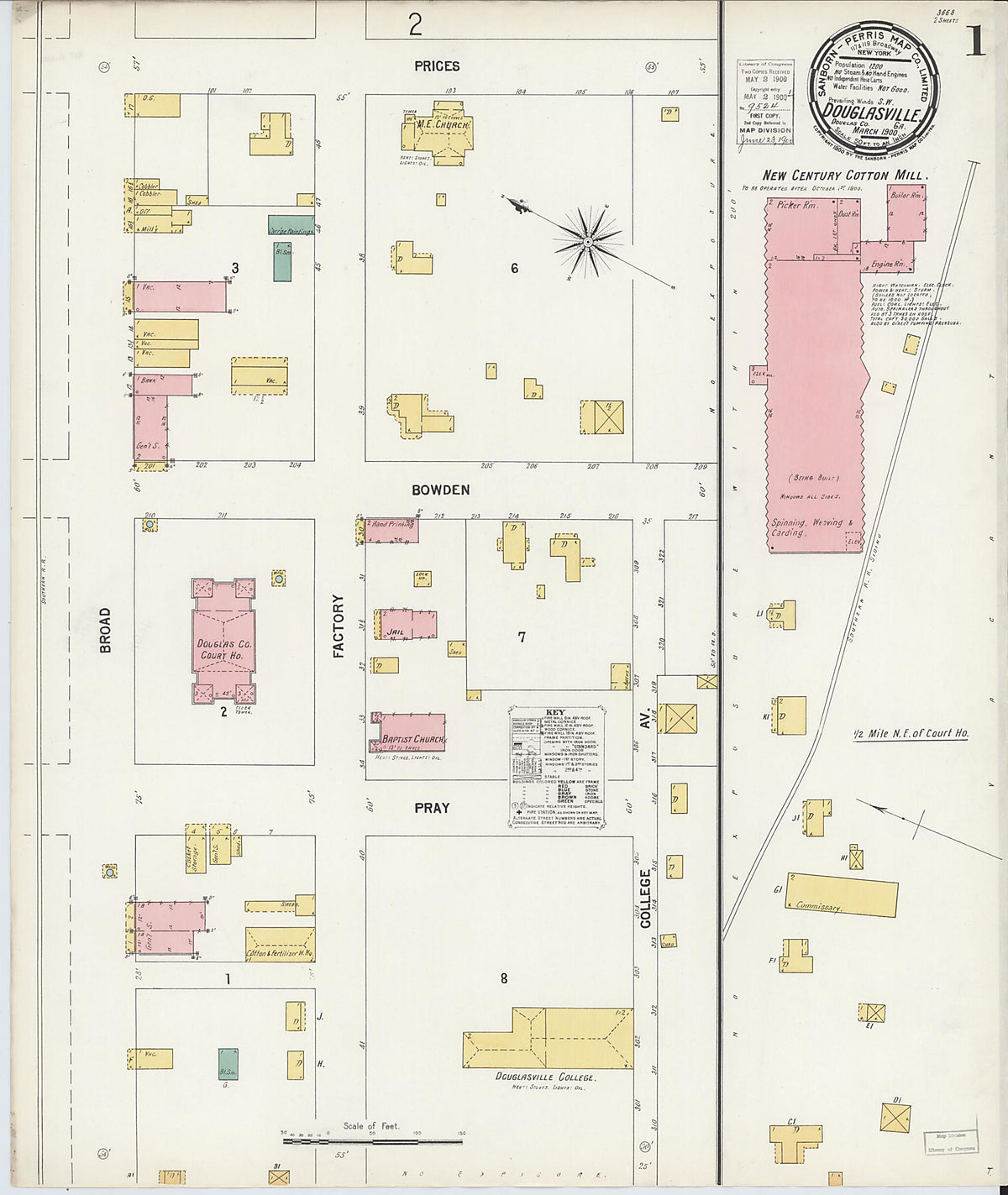 Douglasville, Douglas County, Georgia 1900 (Sheet 1 of 2) by Relic Map Company