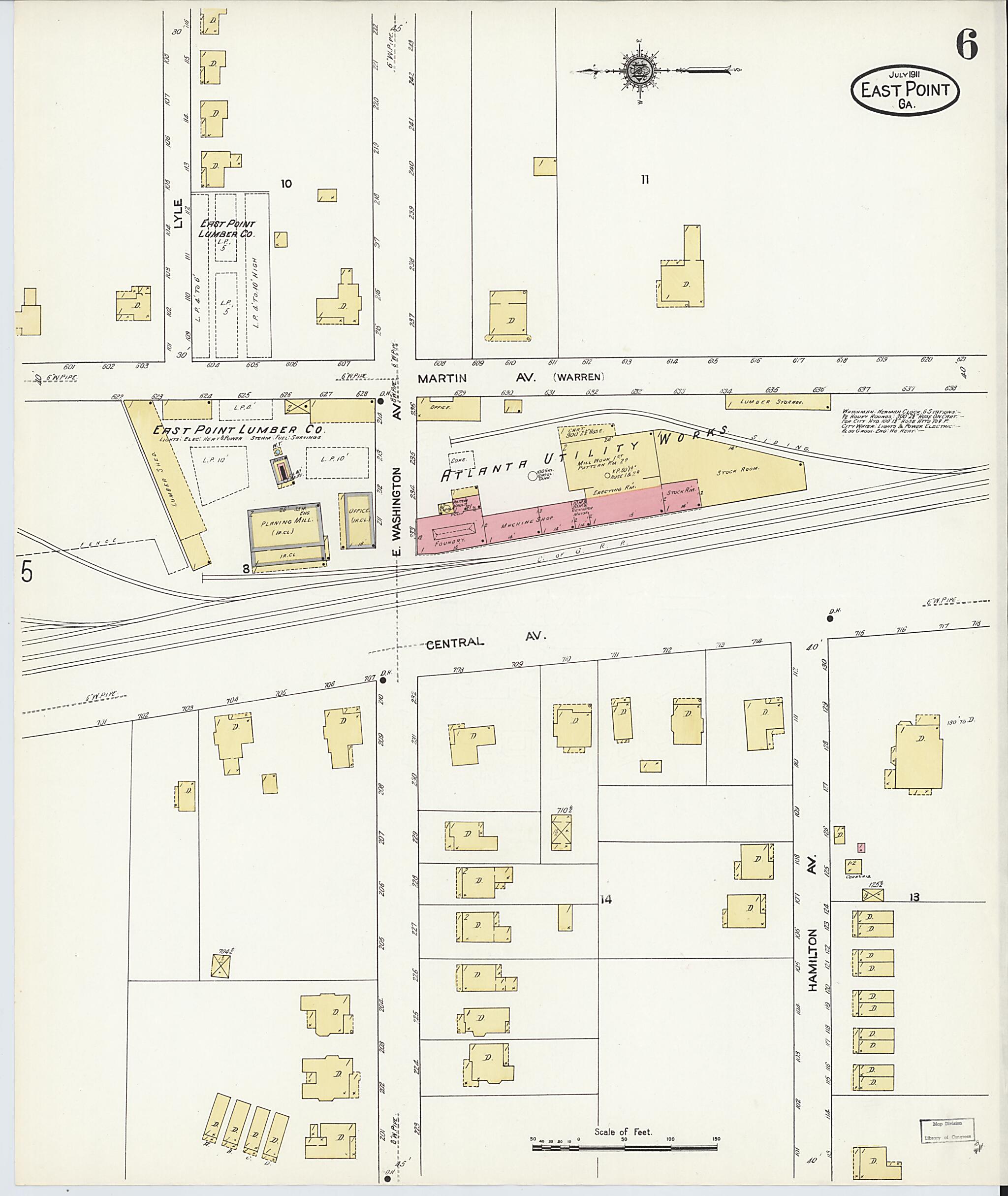 This old map of East Point, Fulton County, Georgia was created by Sanborn Map Company in 1911