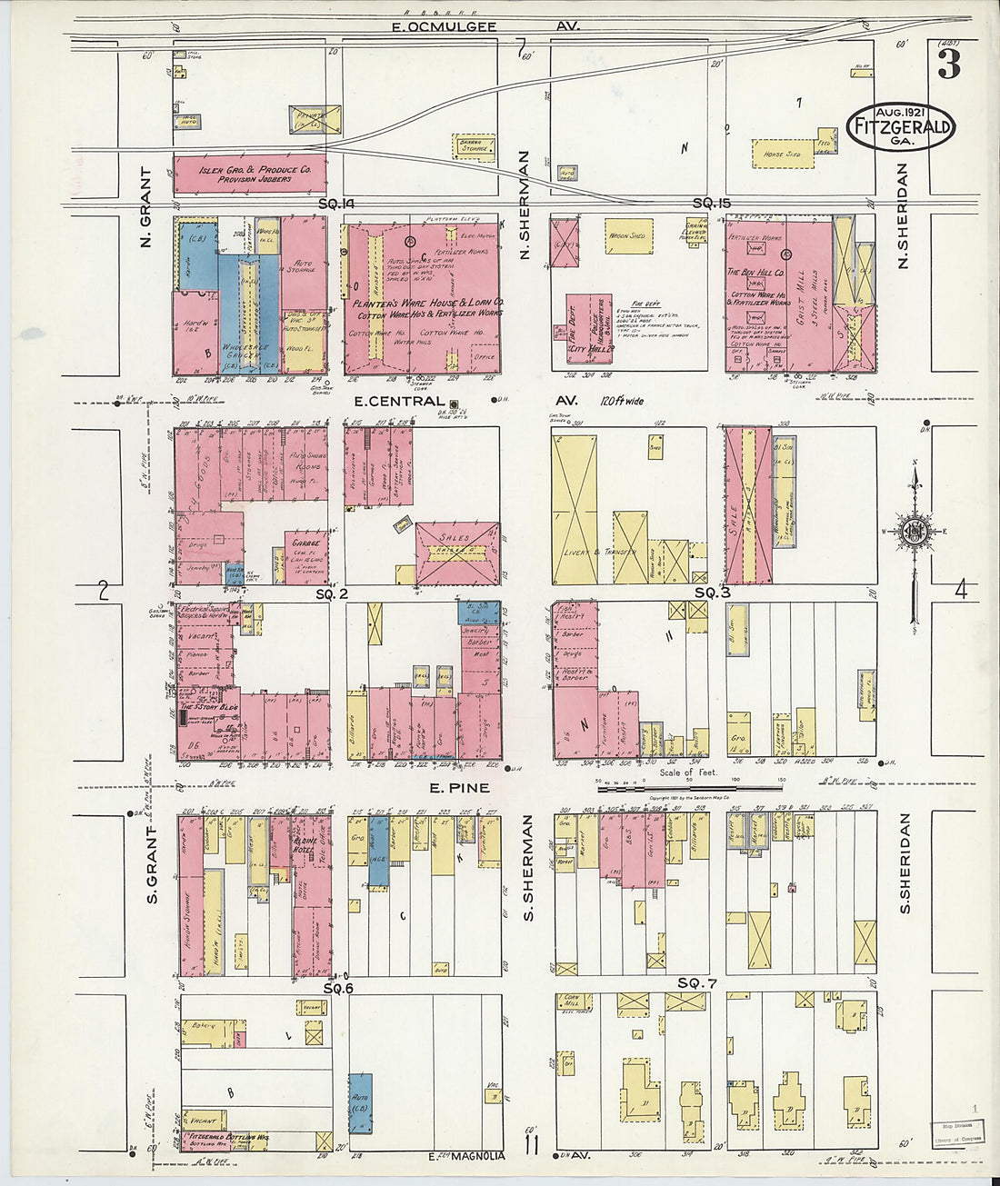 This old map of Fitzgerald, Ben Hill County, Georgia was created by Sanborn Map Company in 1921