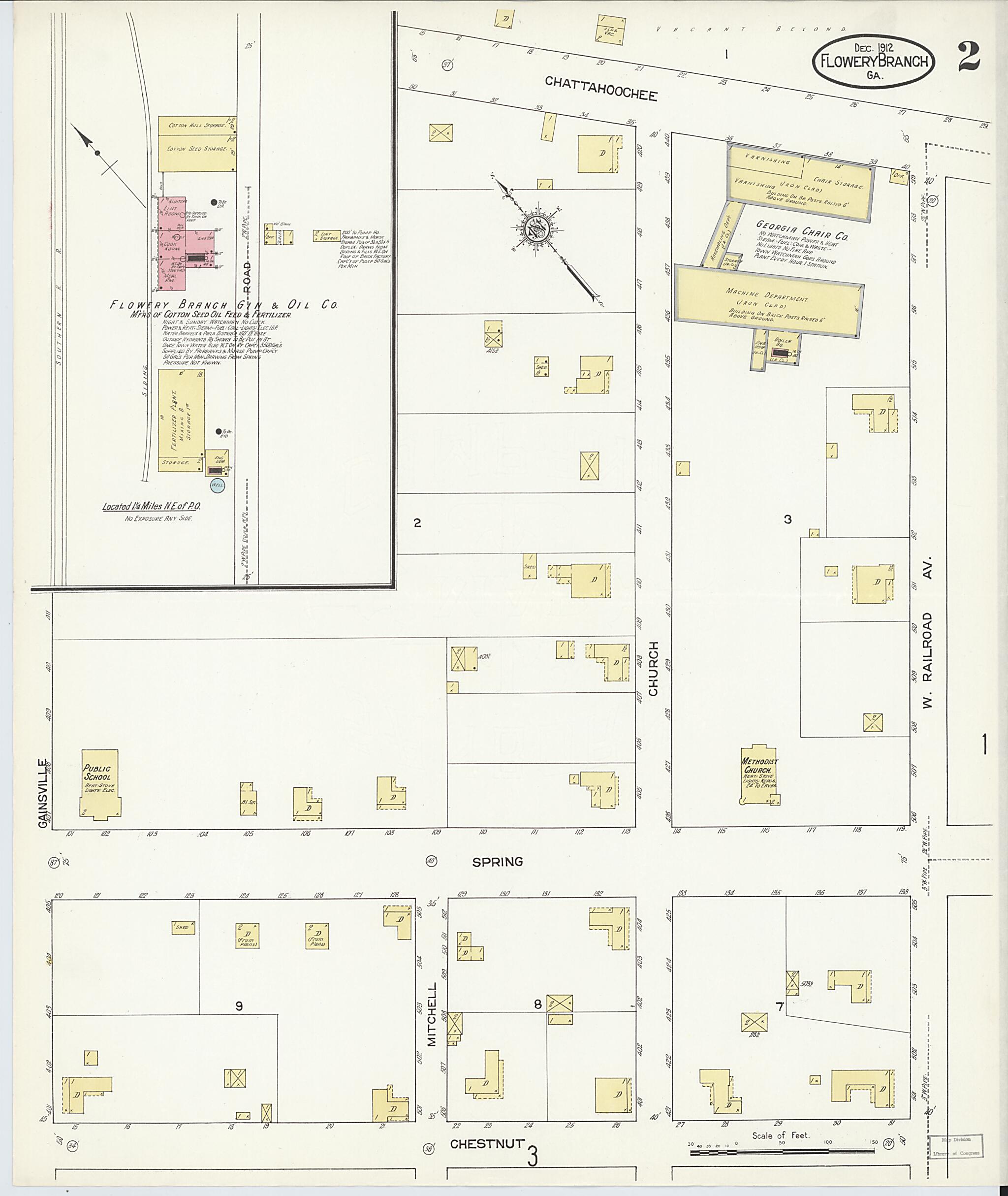Flowery Branch, Hall County, Georgia 1912 (Sheet 2 of 3) by Relic Map Company