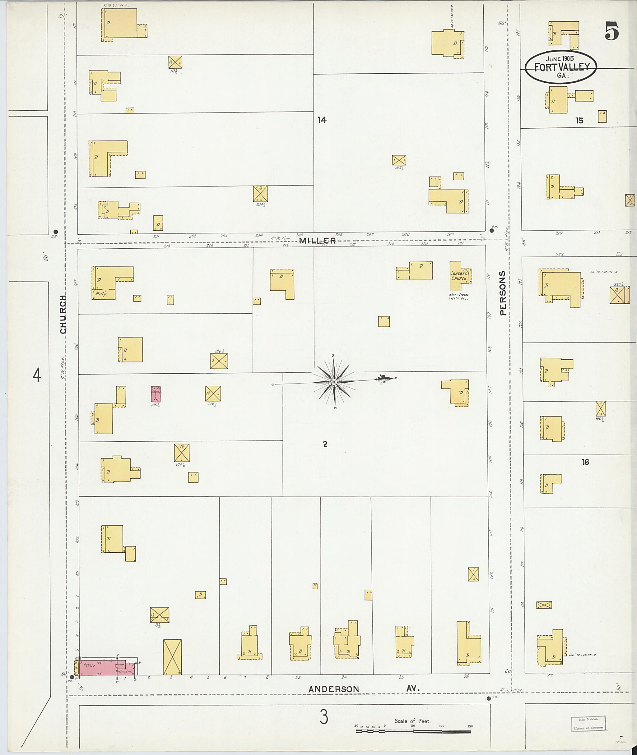 This old map of Fort Valley, Peach County, Georgia was created by Sanborn Map Company in 1905