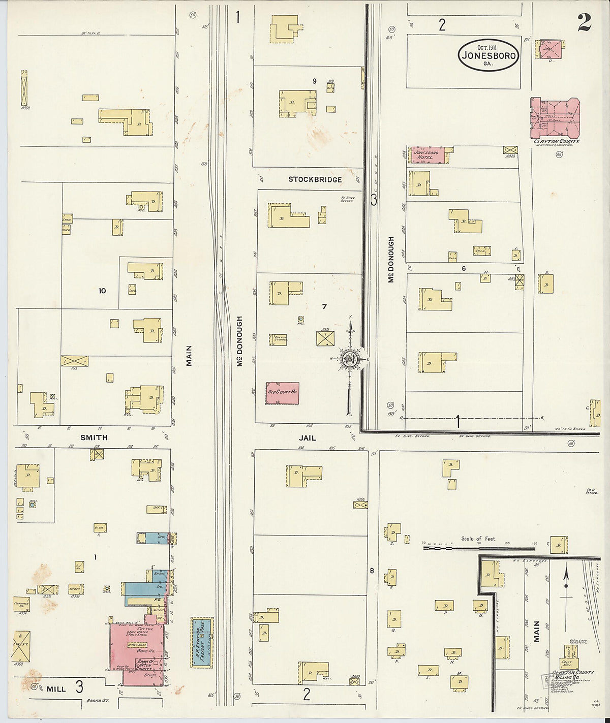 Jonesboro, Clayton County, Georgia 1911 (Sheet 2 of 3) by Relic Map Company