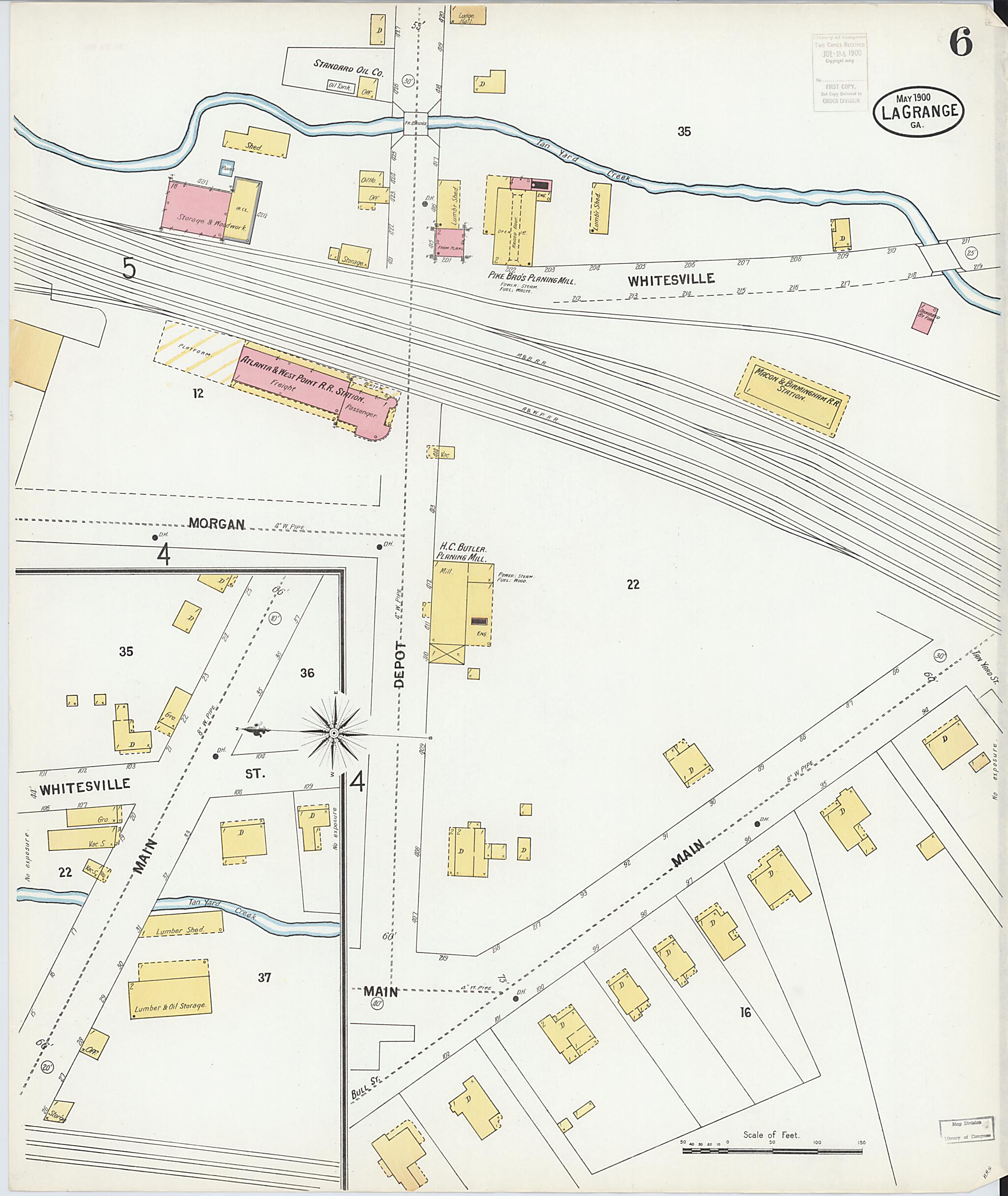 This old map of La Grange, Troup County, Georgia was created by Sanborn Map Company in 1900