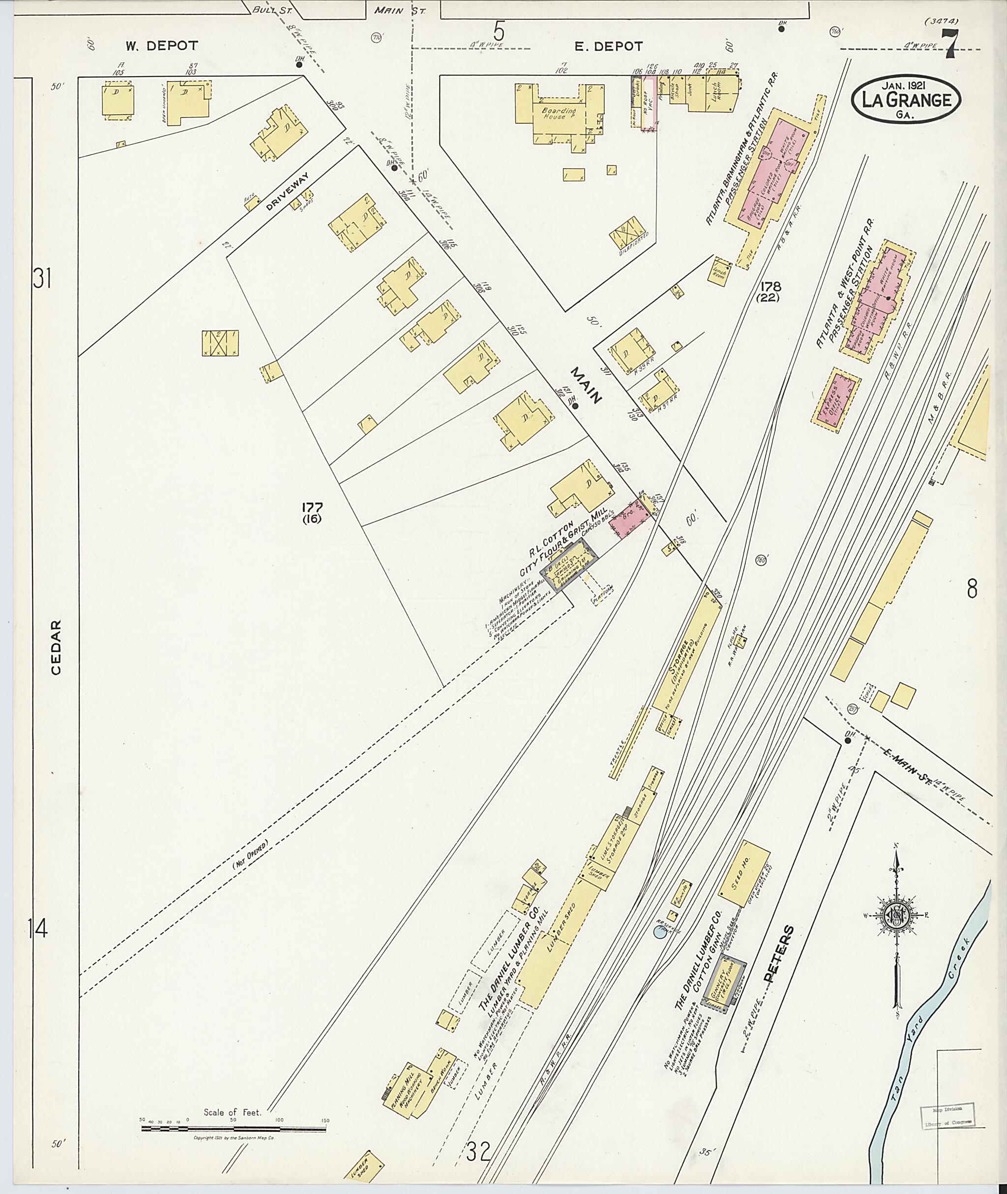 This old map of La Grange, Troup County, Georgia was created by Sanborn Map Company in 1921