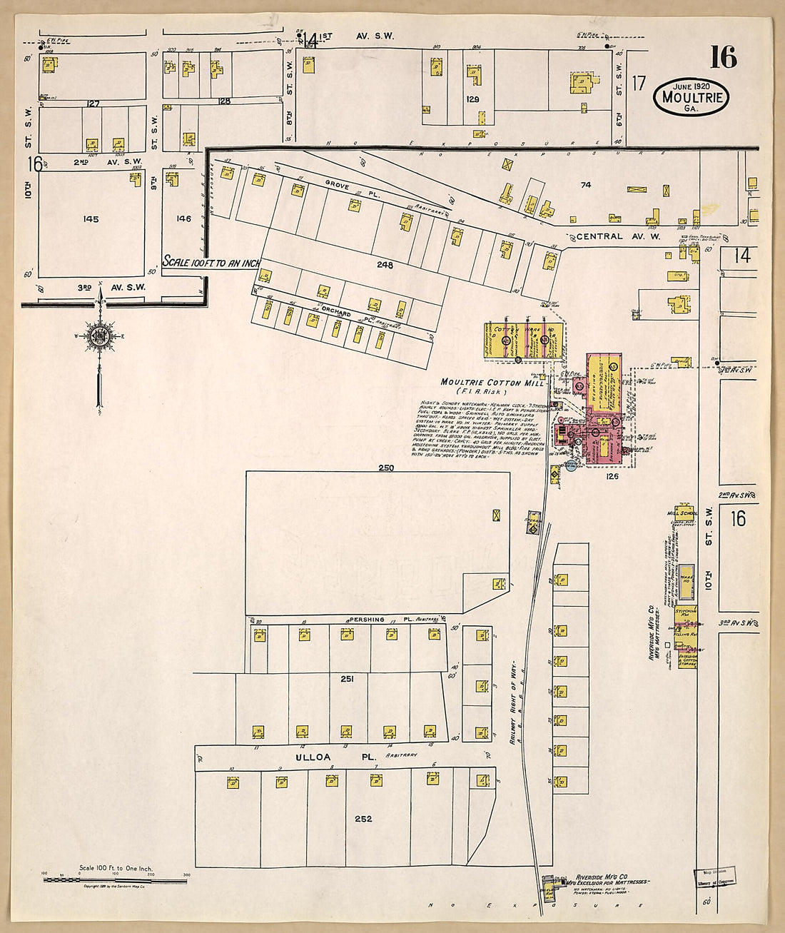 This old map of Moultrie, Colquitt County, Georgia was created by Sanborn Map Company in 1920