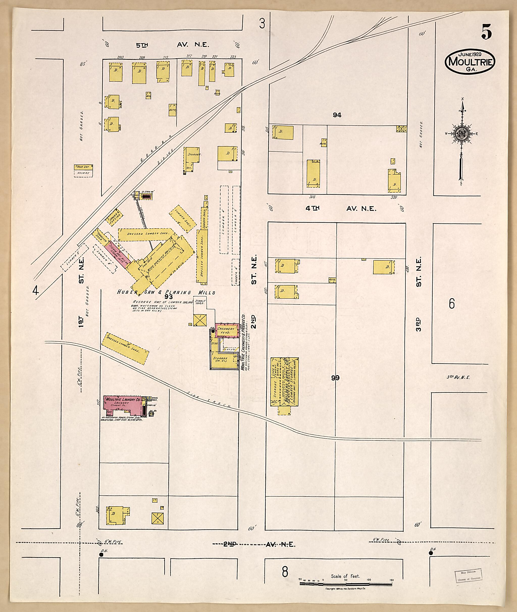 This old map of Moultrie, Colquitt County, Georgia was created by Sanborn Map Company in 1920