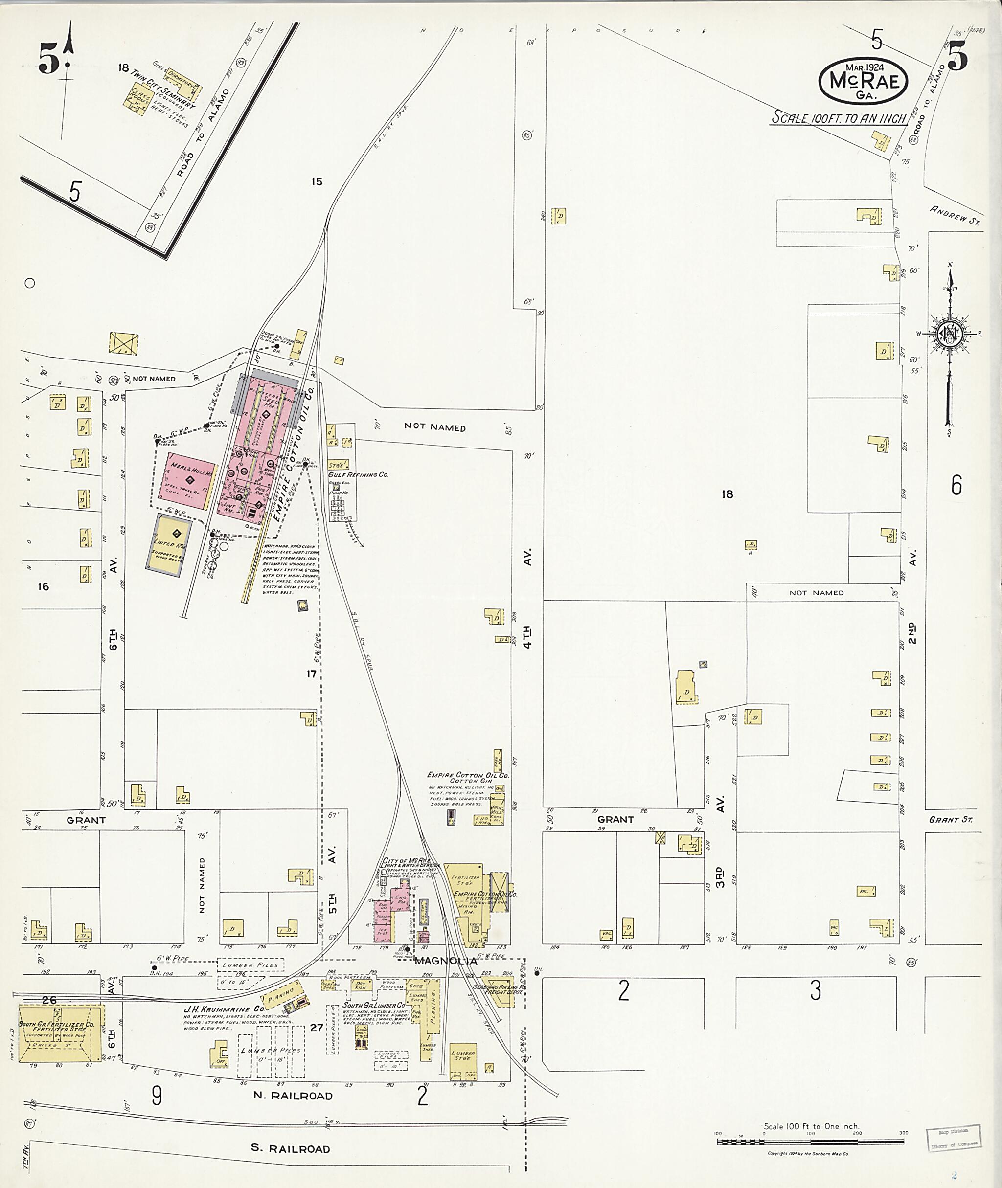This old map of McRae, Telfair County, Georgia was created by Sanborn Map Company in 1924