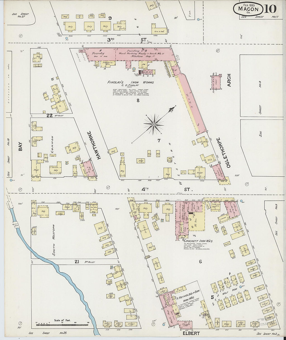This old map of Macon, Jones County, Georgia was created by Sanborn Map Company in 1889