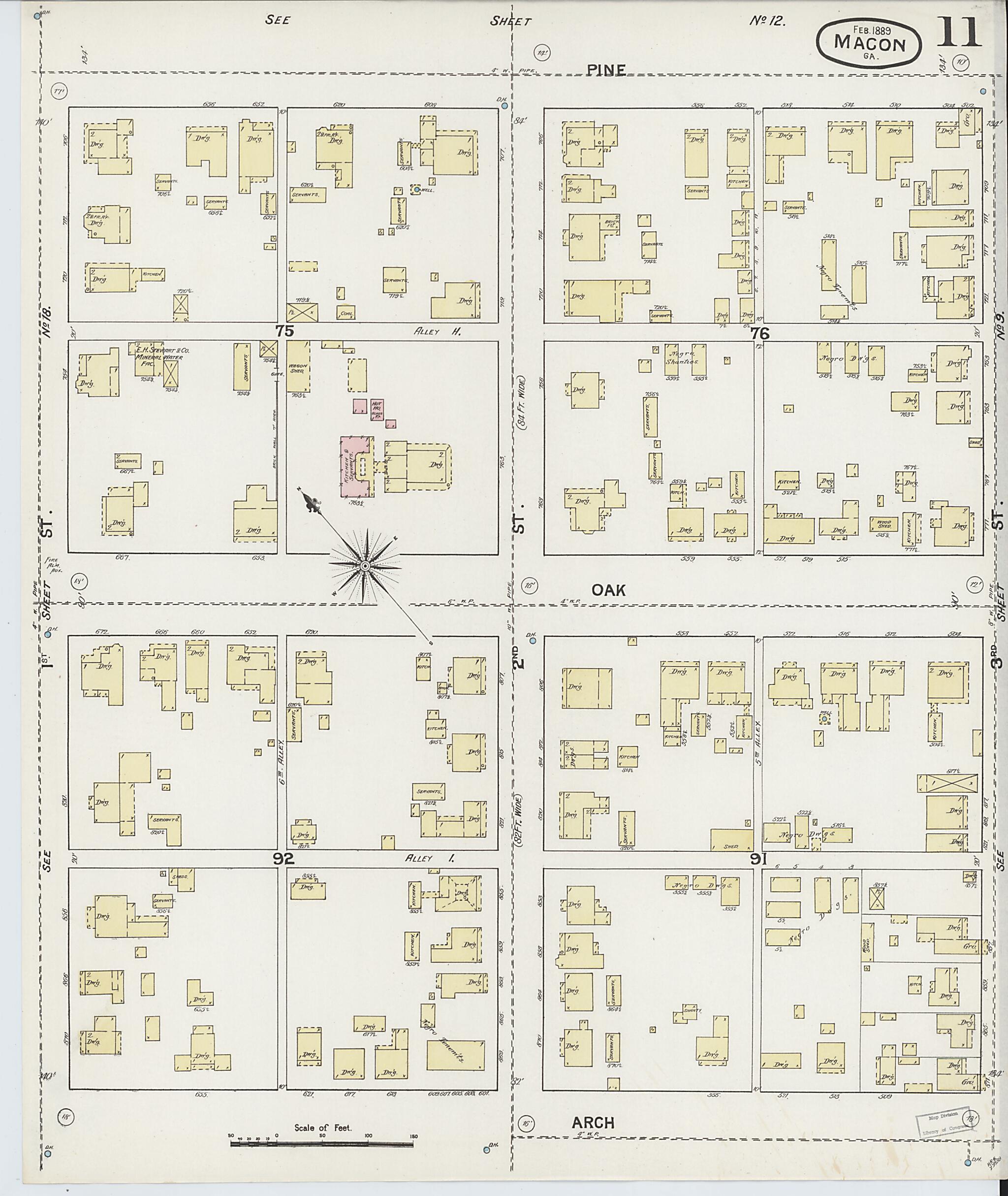This old map of Macon, Jones County, Georgia was created by Sanborn Map Company in 1889