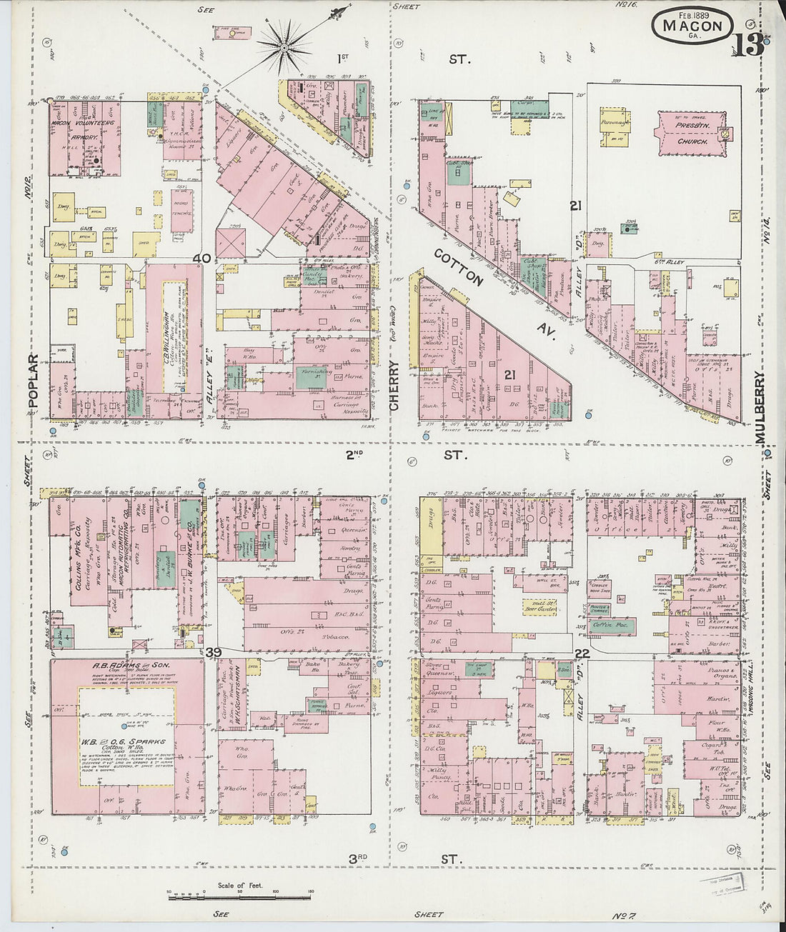 This old map of Macon, Jones County, Georgia was created by Sanborn Map Company in 1889