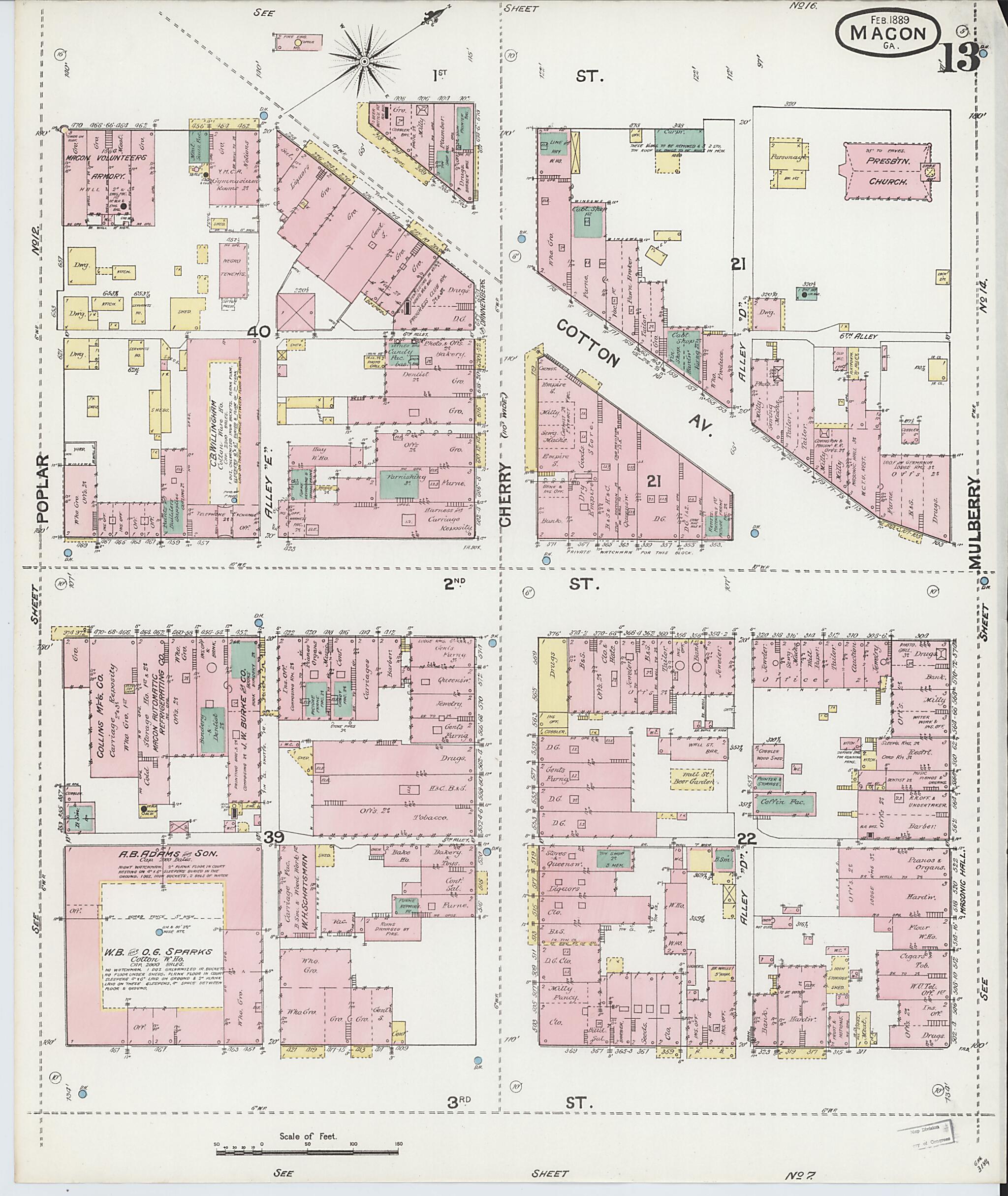 This old map of Macon, Jones County, Georgia was created by Sanborn Map Company in 1889
