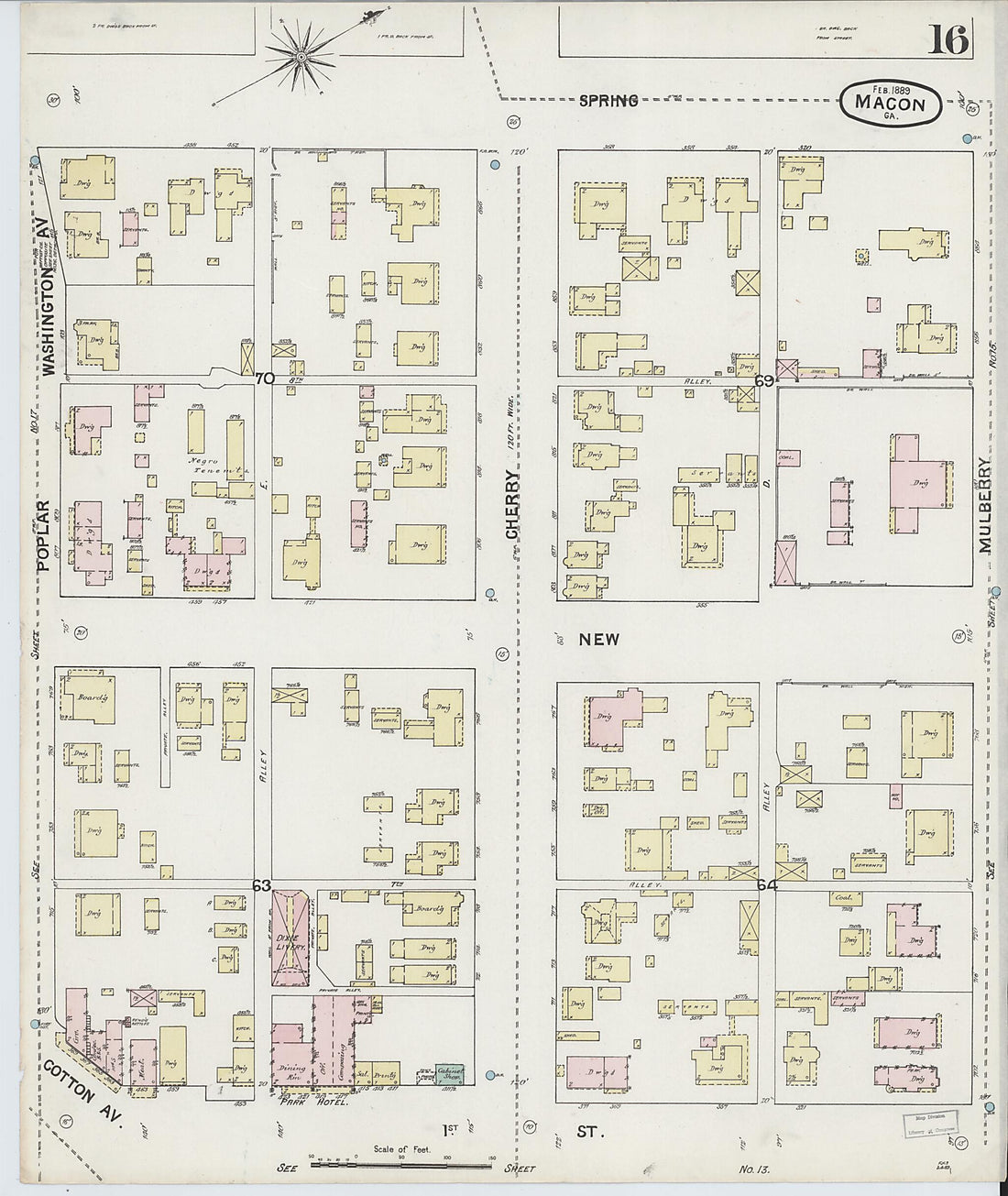 This old map of Macon, Jones County, Georgia was created by Sanborn Map Company in 1889