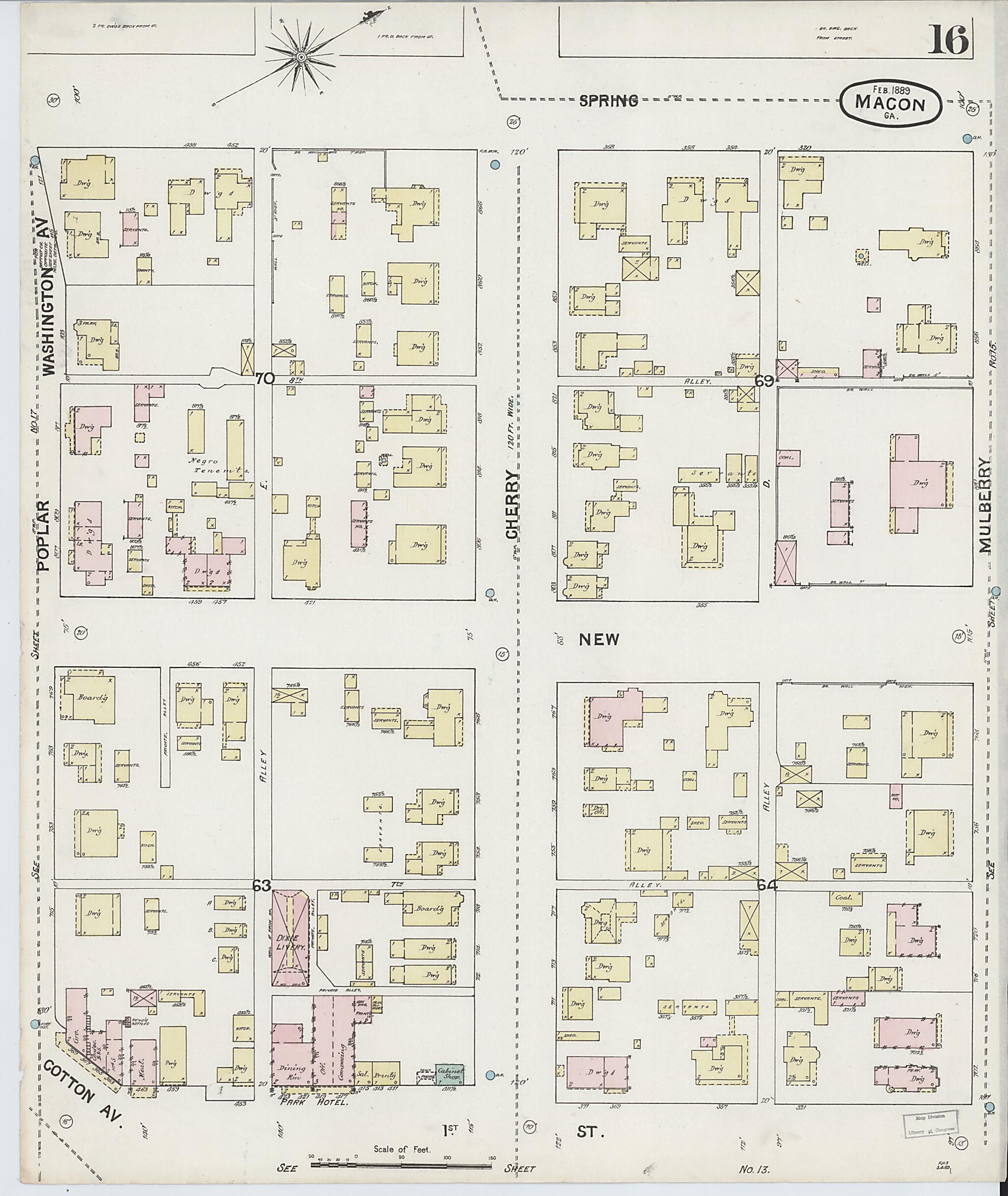 This old map of Macon, Jones County, Georgia was created by Sanborn Map Company in 1889