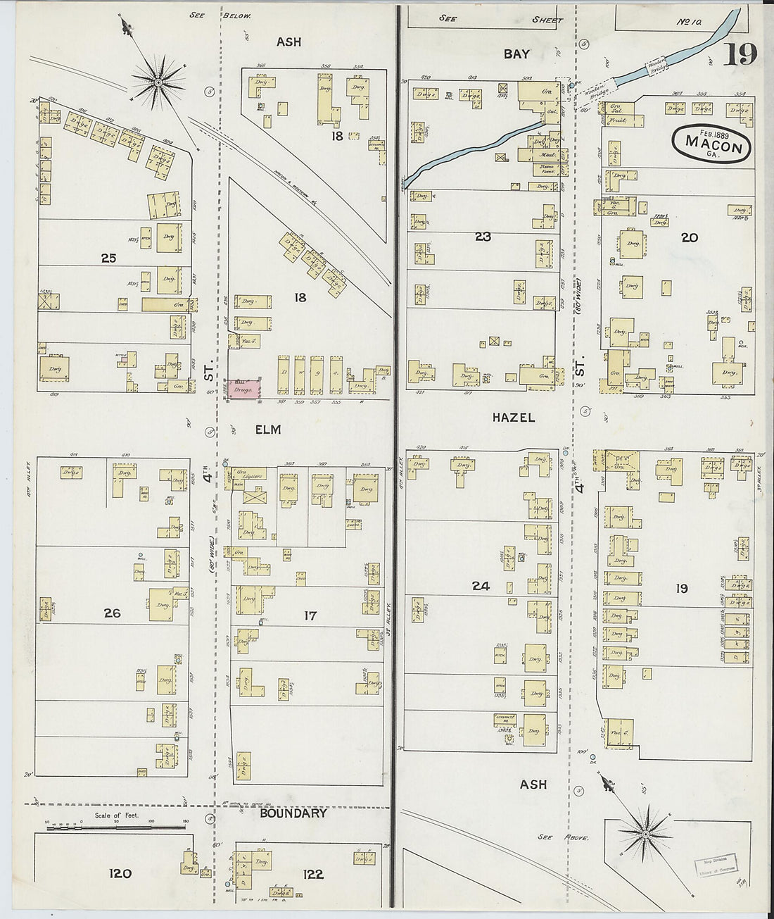 This old map of Macon, Jones County, Georgia was created by Sanborn Map Company in 1889