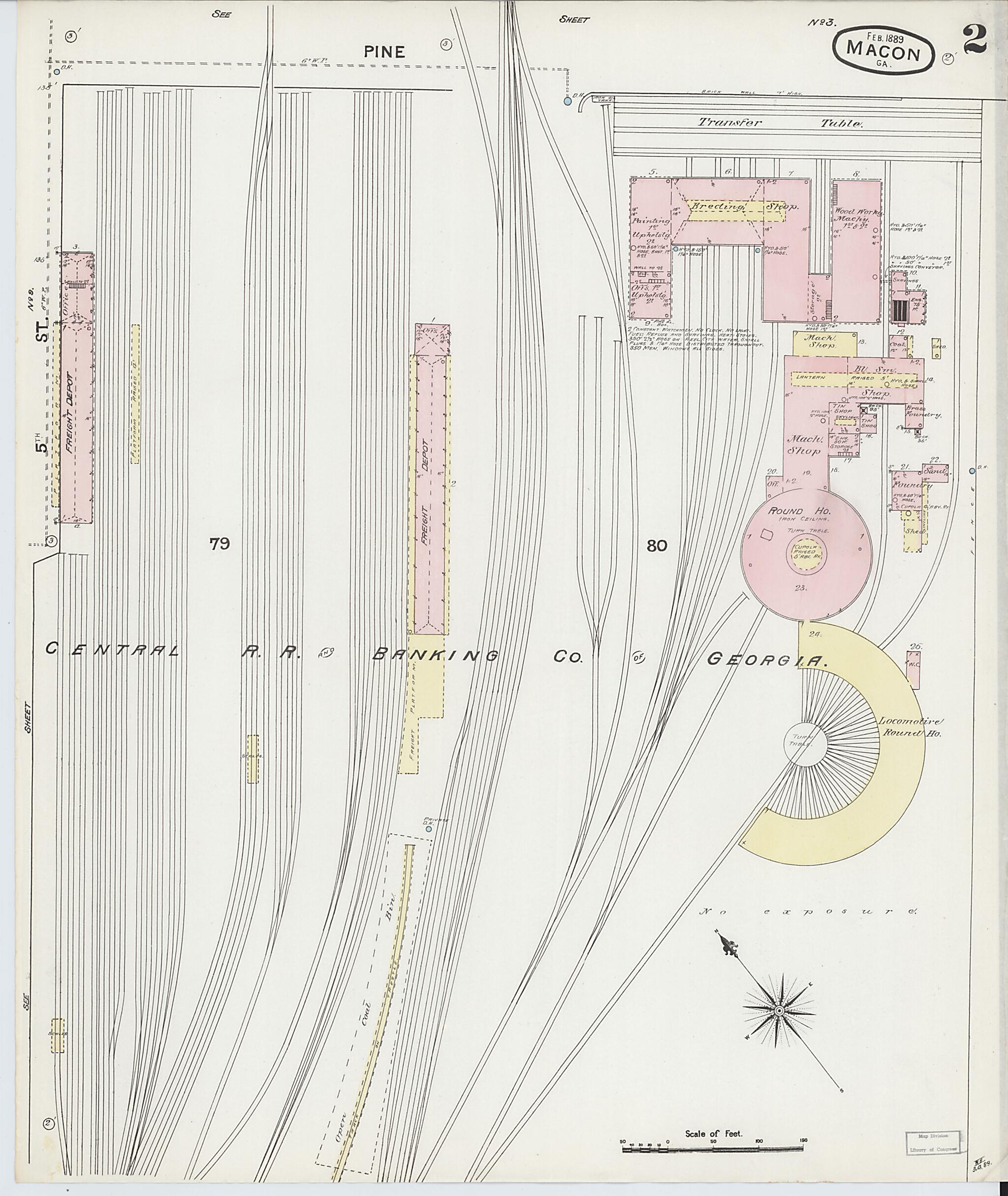 This old map of Macon, Jones County, Georgia was created by Sanborn Map Company in 1889