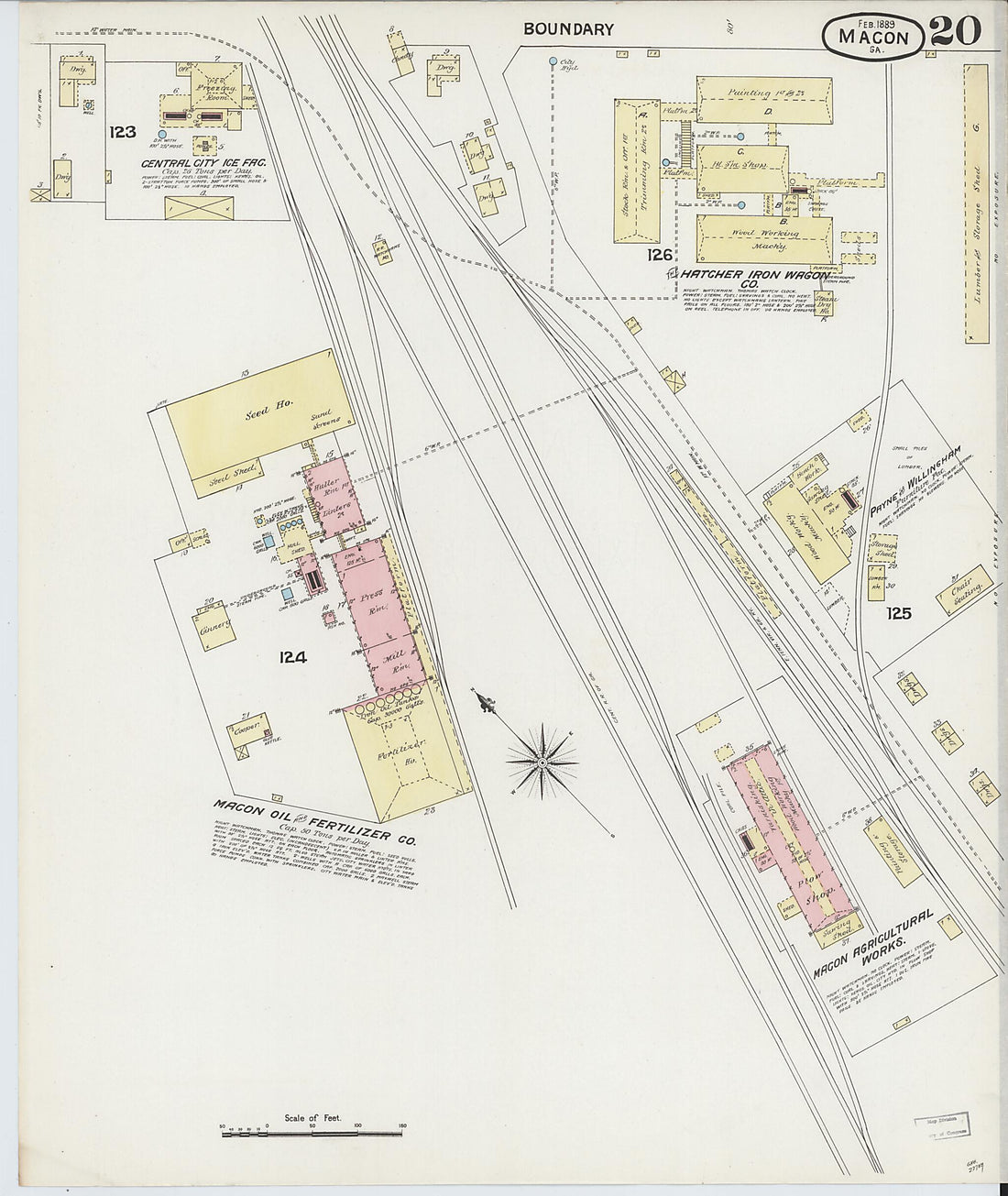 This old map of Macon, Jones County, Georgia was created by Sanborn Map Company in 1889